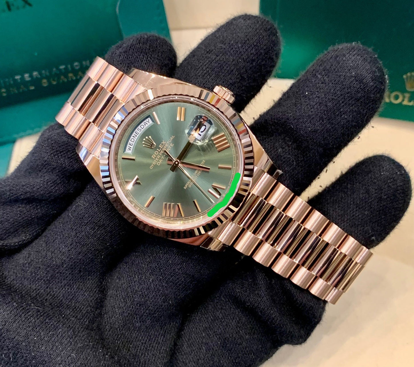 Rolex Day-Date 40mm 228235 Olive Green Dial 2020 like new