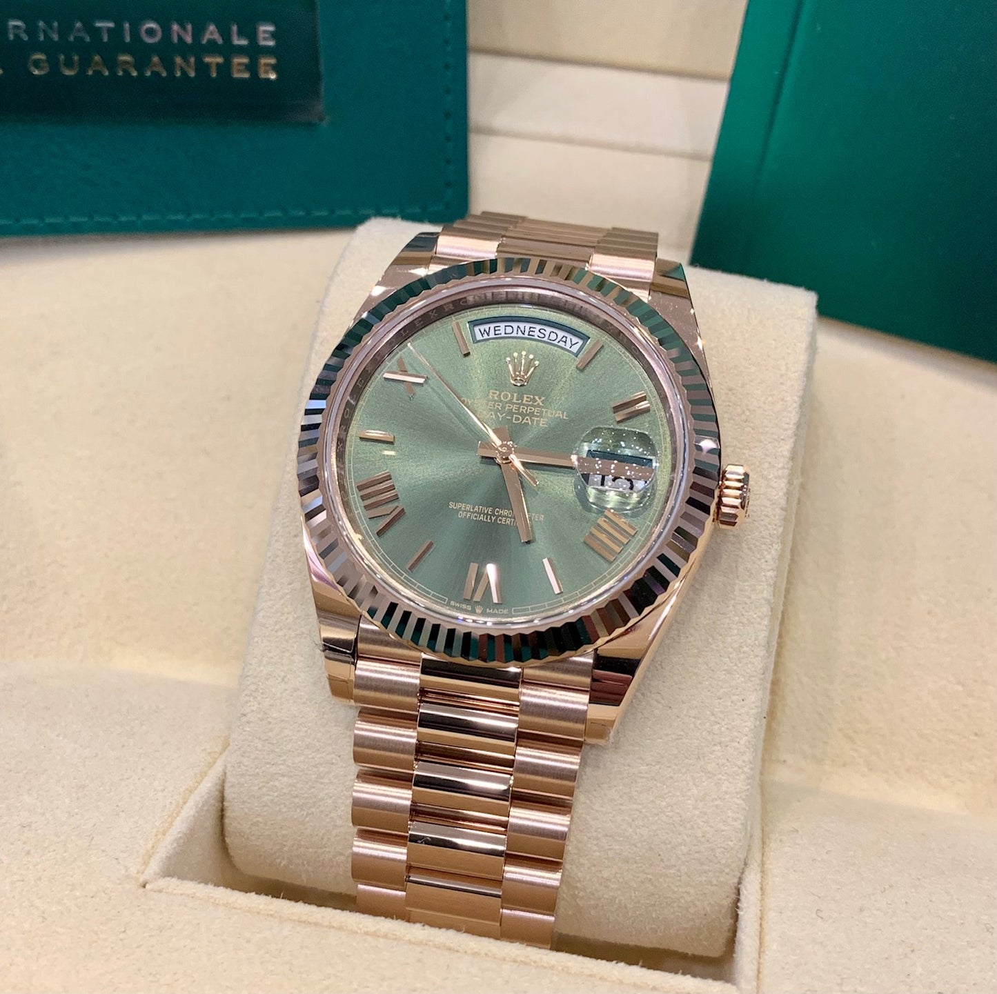 Rolex Day-Date 40mm 228235 Olive Green Dial 2020 like new