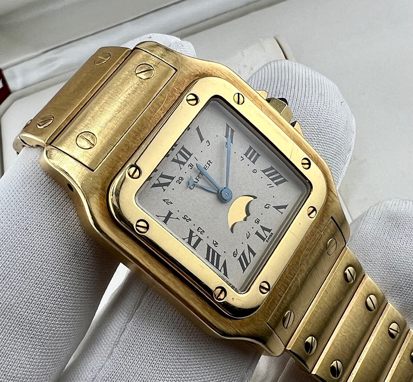 Cartier Santos 819901 Yellow Gold Quartz No Paper 29mm Moonphase