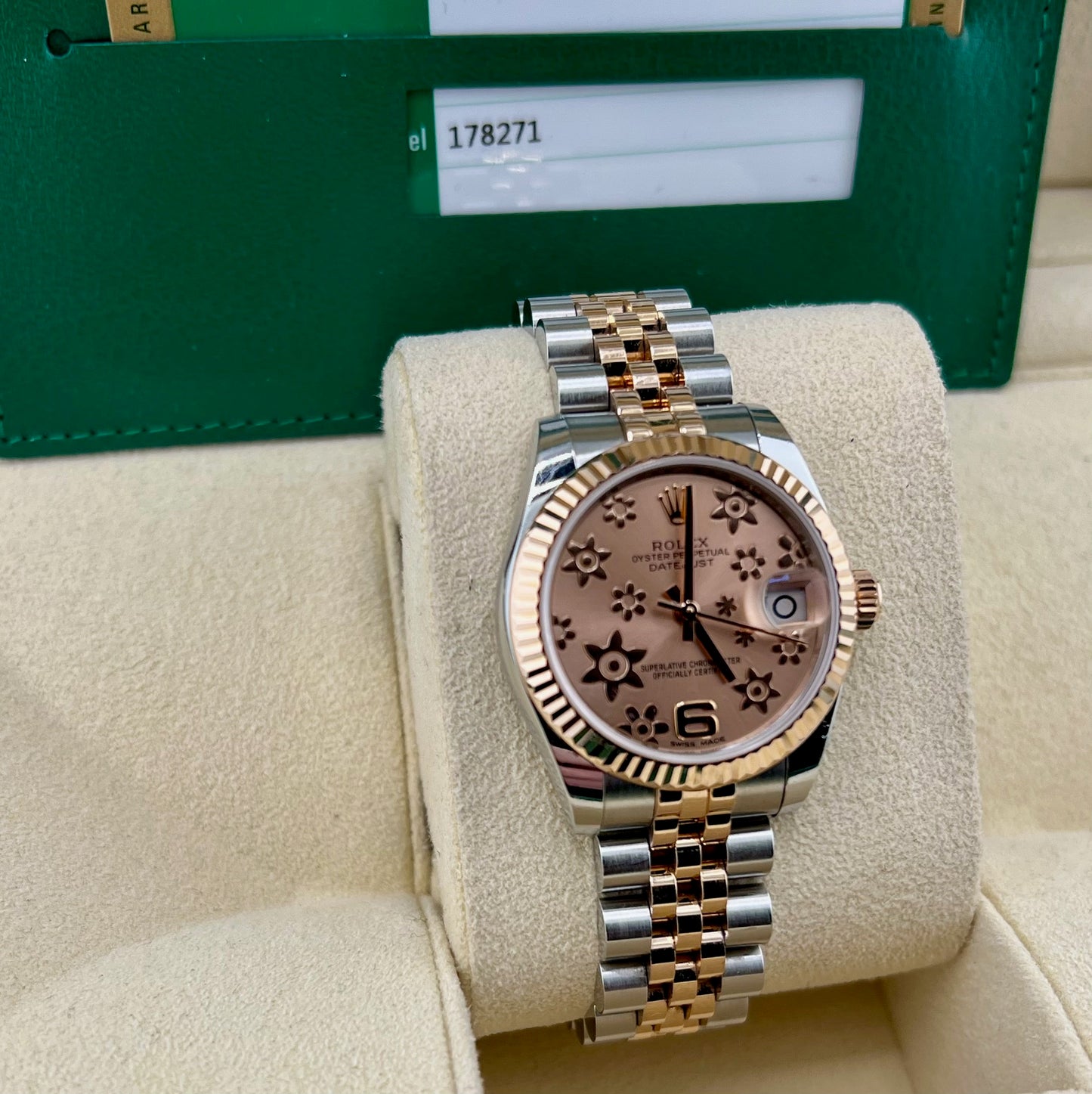 Rolex Datejust 31mm 178271 Pink Dial Flowers 2018 Full Set jubilèe
