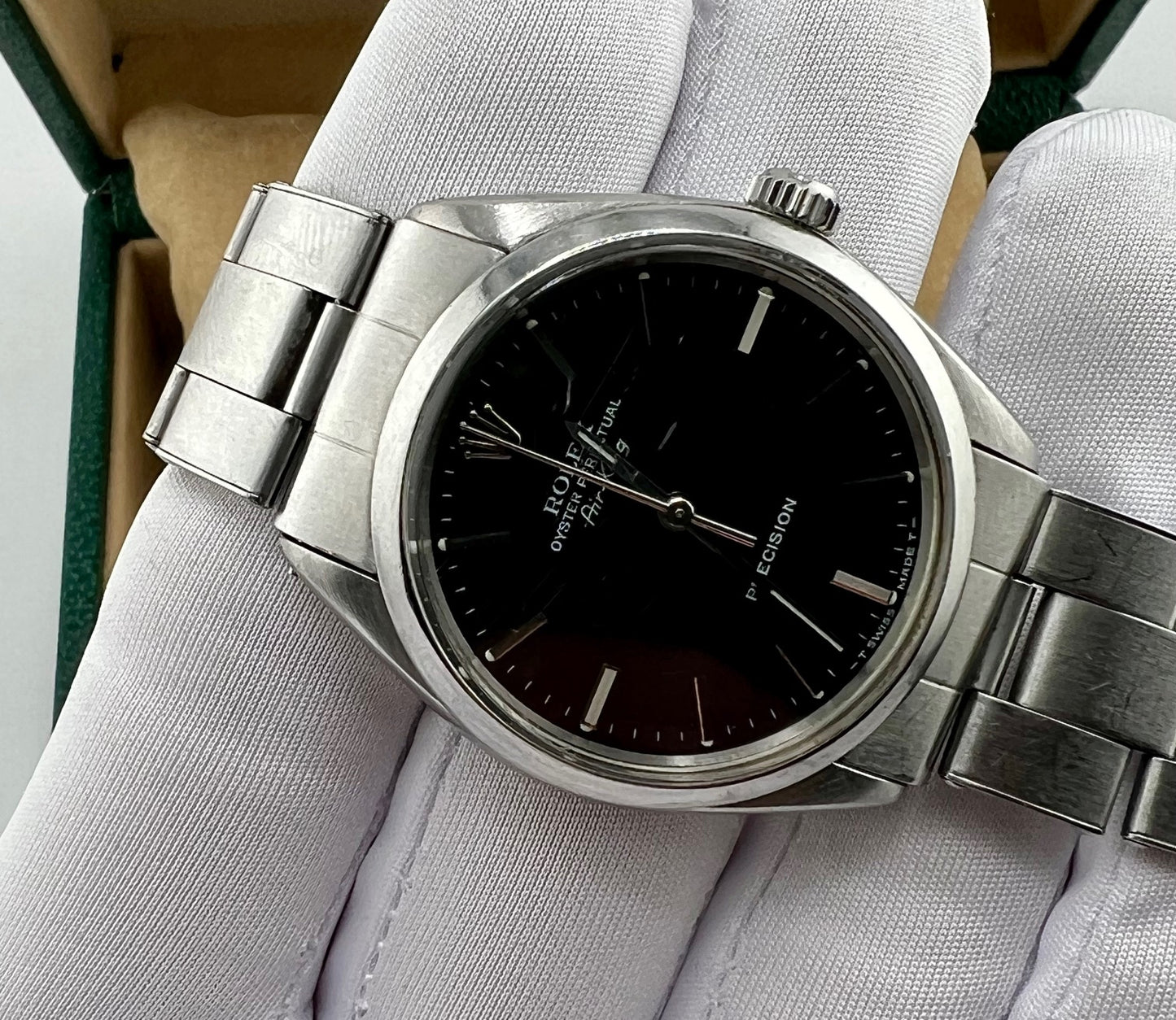Rolex Air-King 5500 34mm plexy 1980 only watch black dial