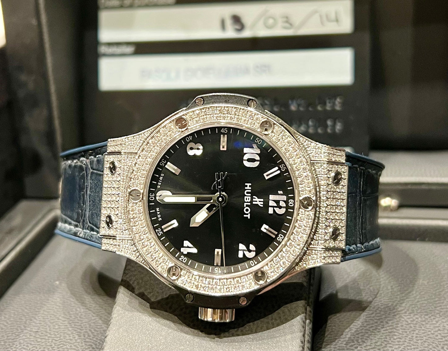 Hublot Big Bang Steel Pavè Diamond Bezel 361.SX.1270.RX.1704 38mm full set 2014