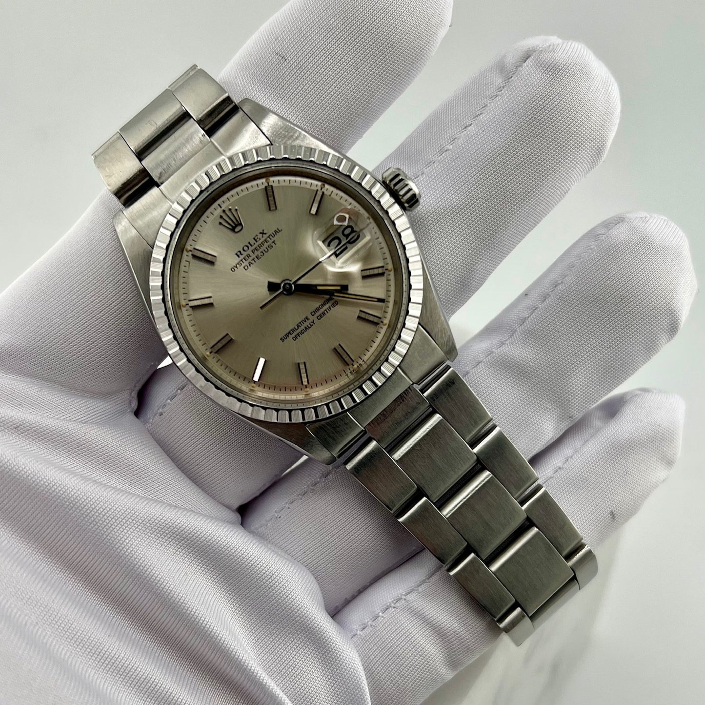 Rolex Datejust 36mm 1603 1968 Oyster Fat Boy silver dial