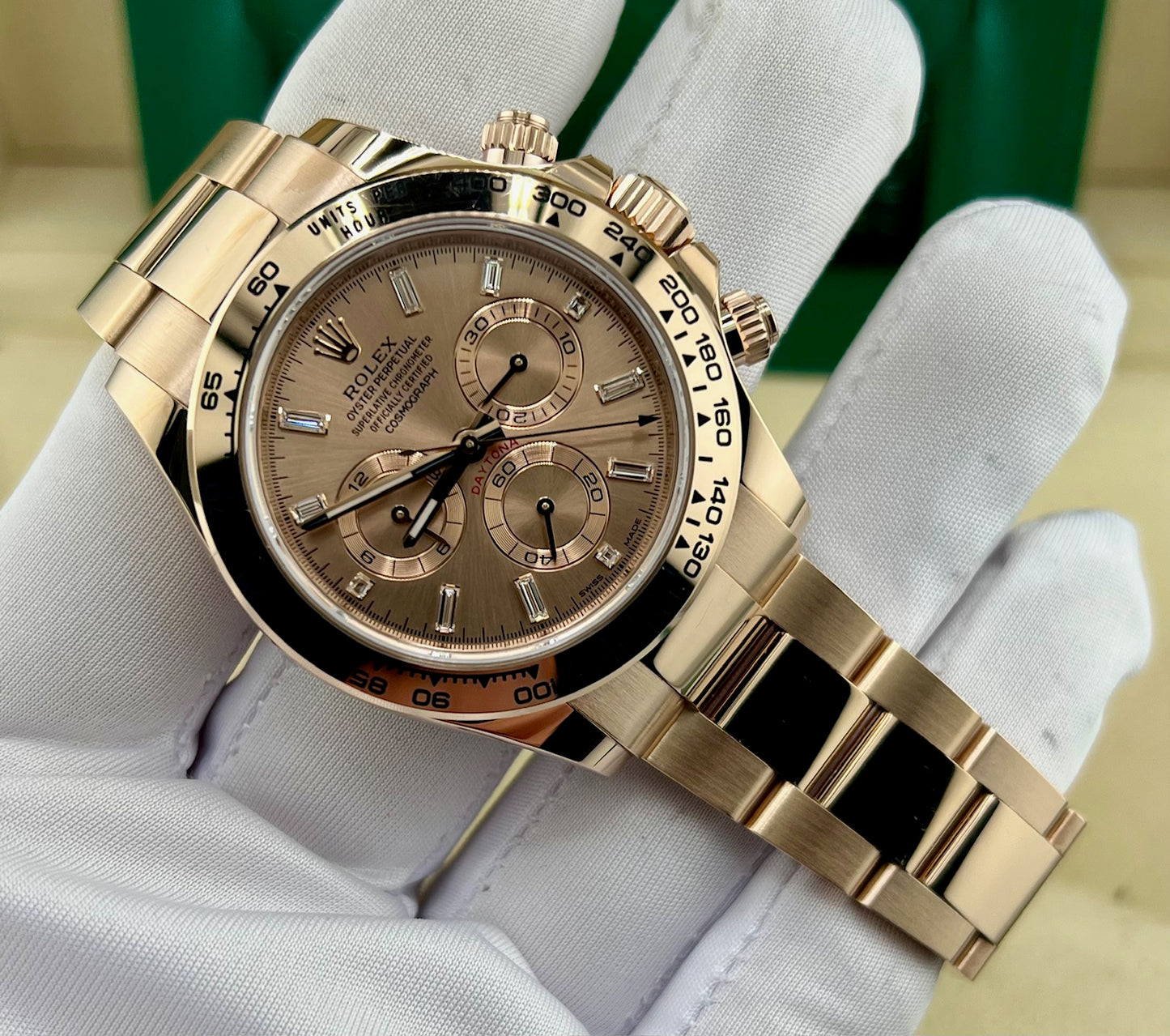 Rolex Daytona 116505 Everose Baguette index 2021 Full Set