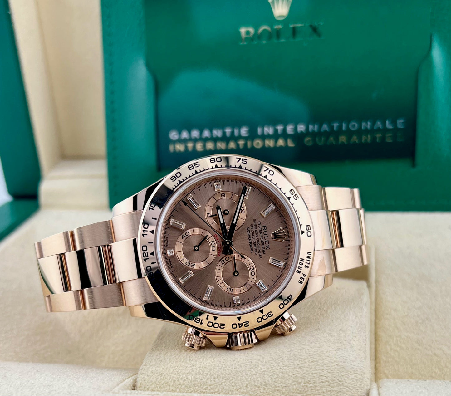 Rolex Daytona 116505 Everose Baguette index 2021 Full Set