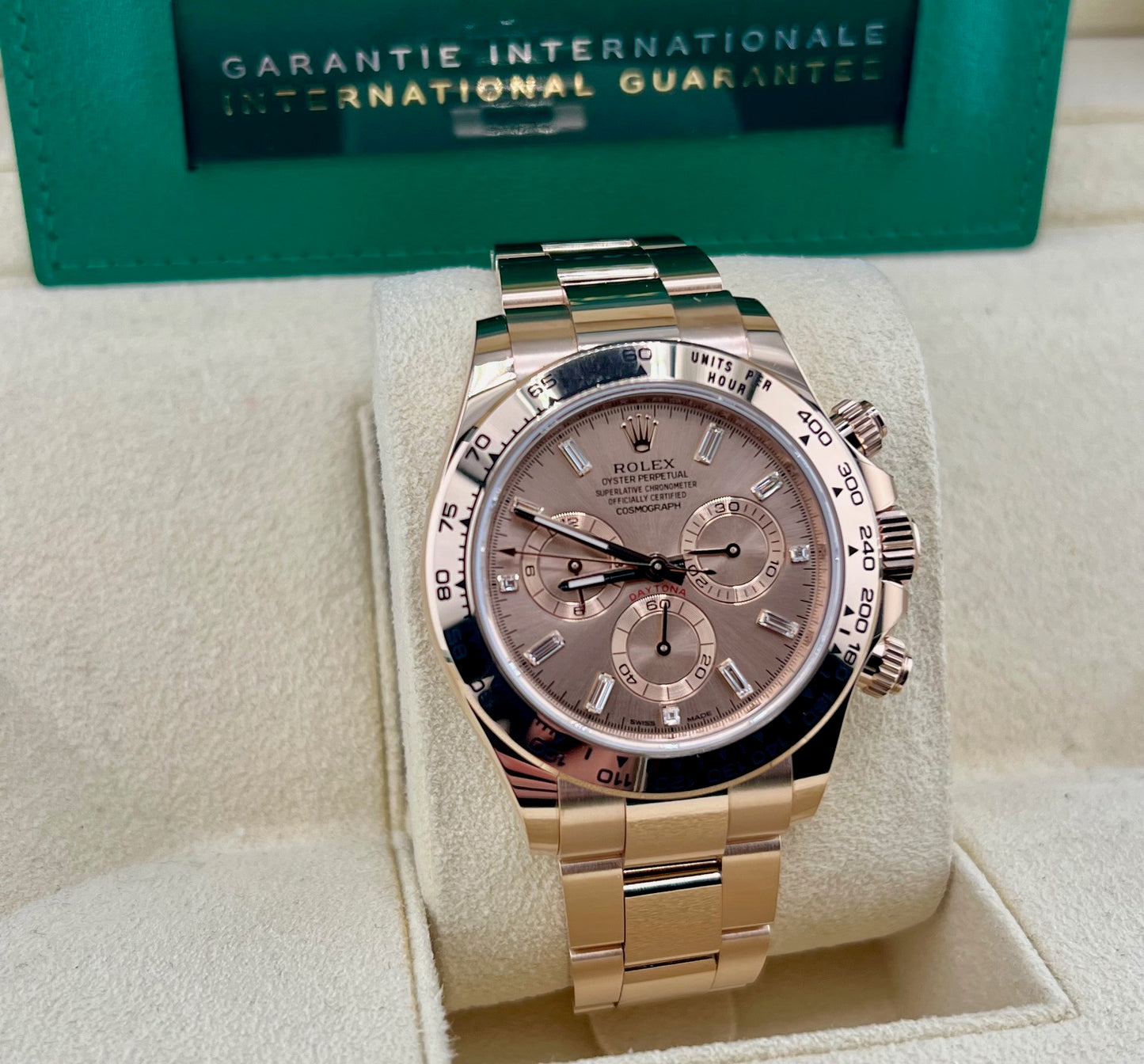 Rolex Daytona 116505 Everose Baguette index 2021 Full Set