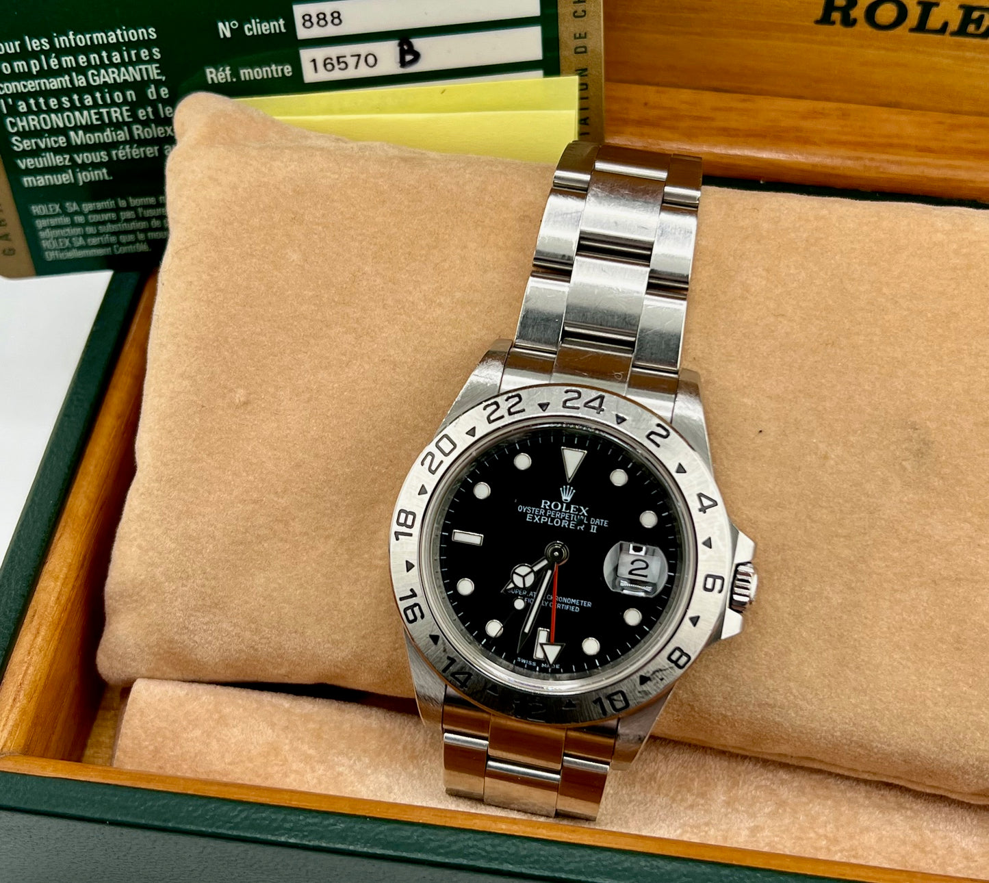 Rolex Explorer II 16570 Black Dial 2008 RRR Card