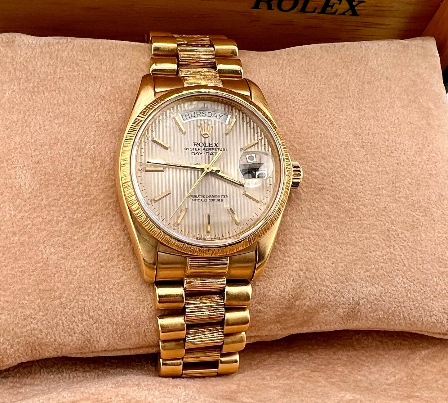 Rolex Day-Date 36mm 18078 1978 Corteccia Tapestry Dial president only watch