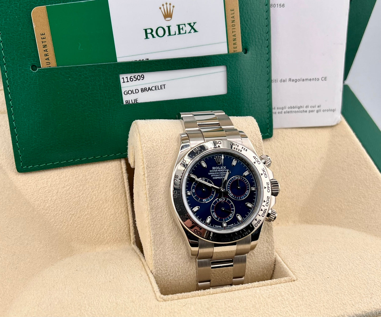 Rolex Daytona 116509 Blue Dial Full Set 2017 ITA 11 links 1/2