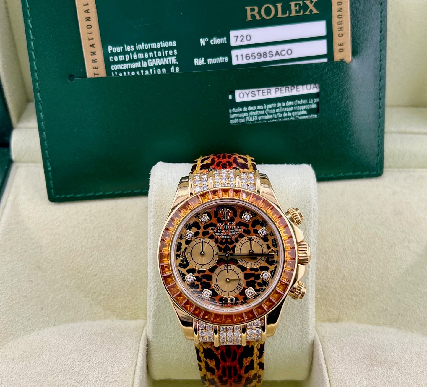 Rolex Daytona 116598SACO Leopard Box&Paper 2006 + Service 2020
