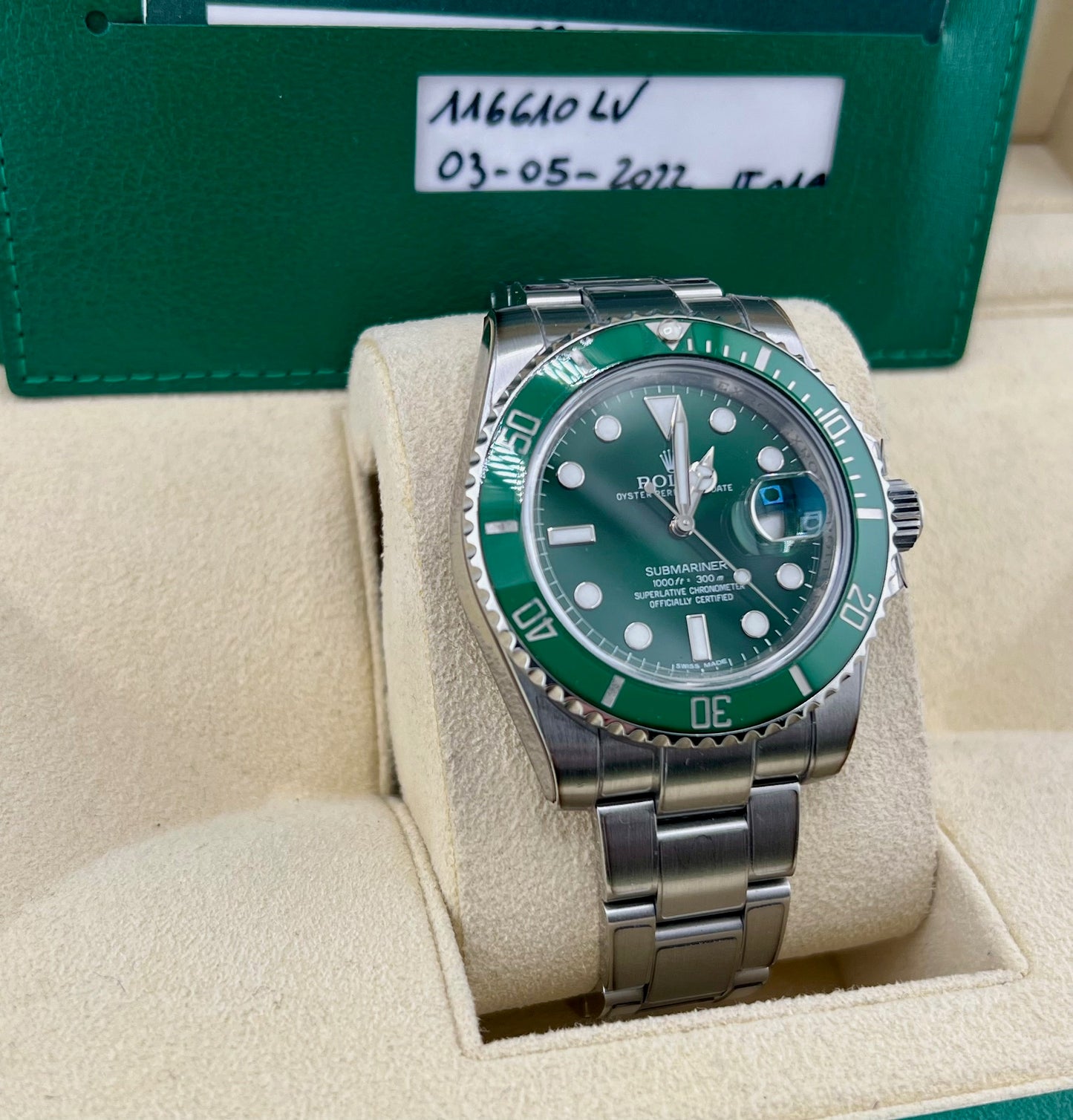 Rolex Submariner Date 116610LV ''Hulk'' 2012 No Paper Rolex , Service 2022
