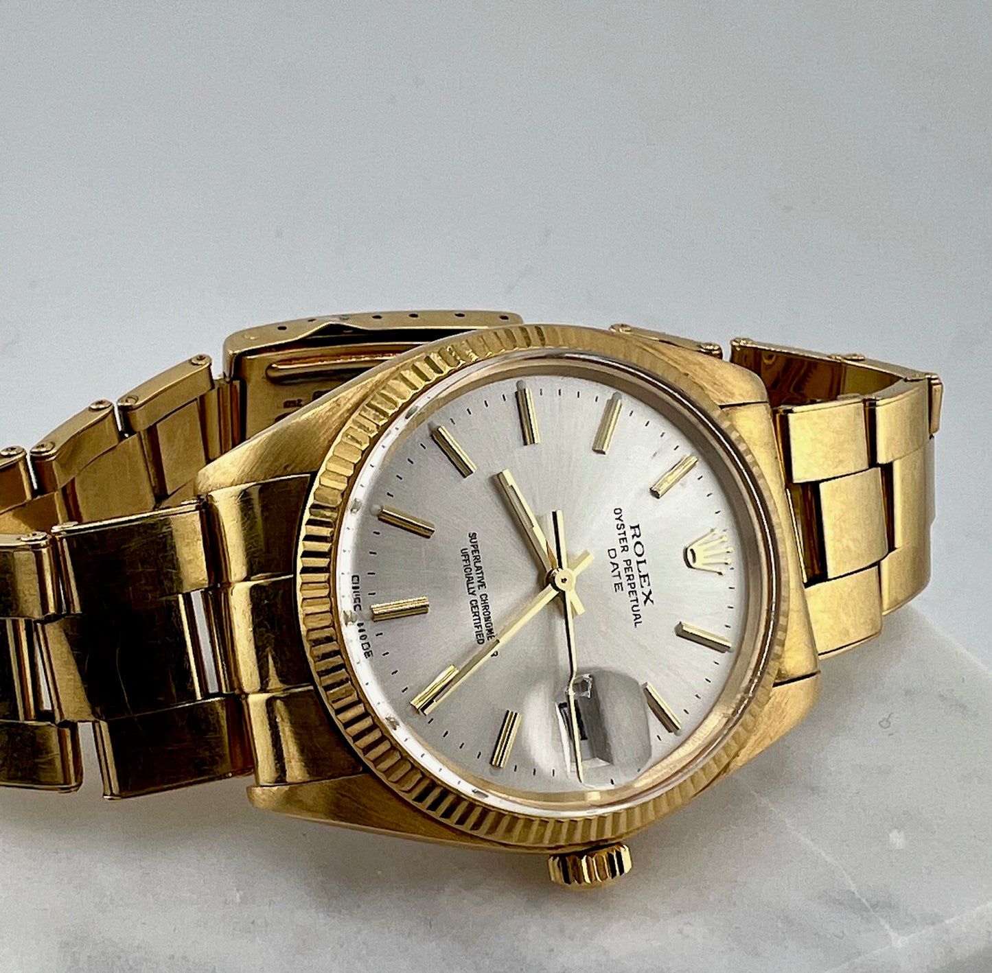 Rolex Oyster Perpetual Date 1503/8 34mm Yellow Gold Dial luminova
