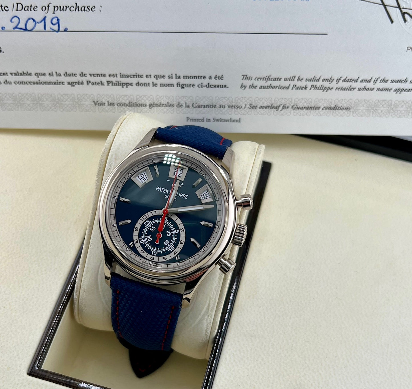 Patek Philippe Annual Calendar Chronograph 5960/01G White Gold 2019 Deployantèe
