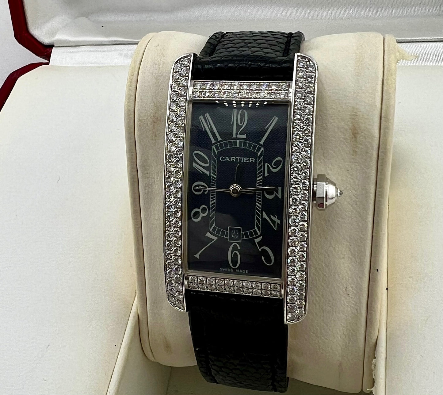 Cartier Diamonds Watch Box/papers Tank Americaine 18k 2490 No Paper cartier