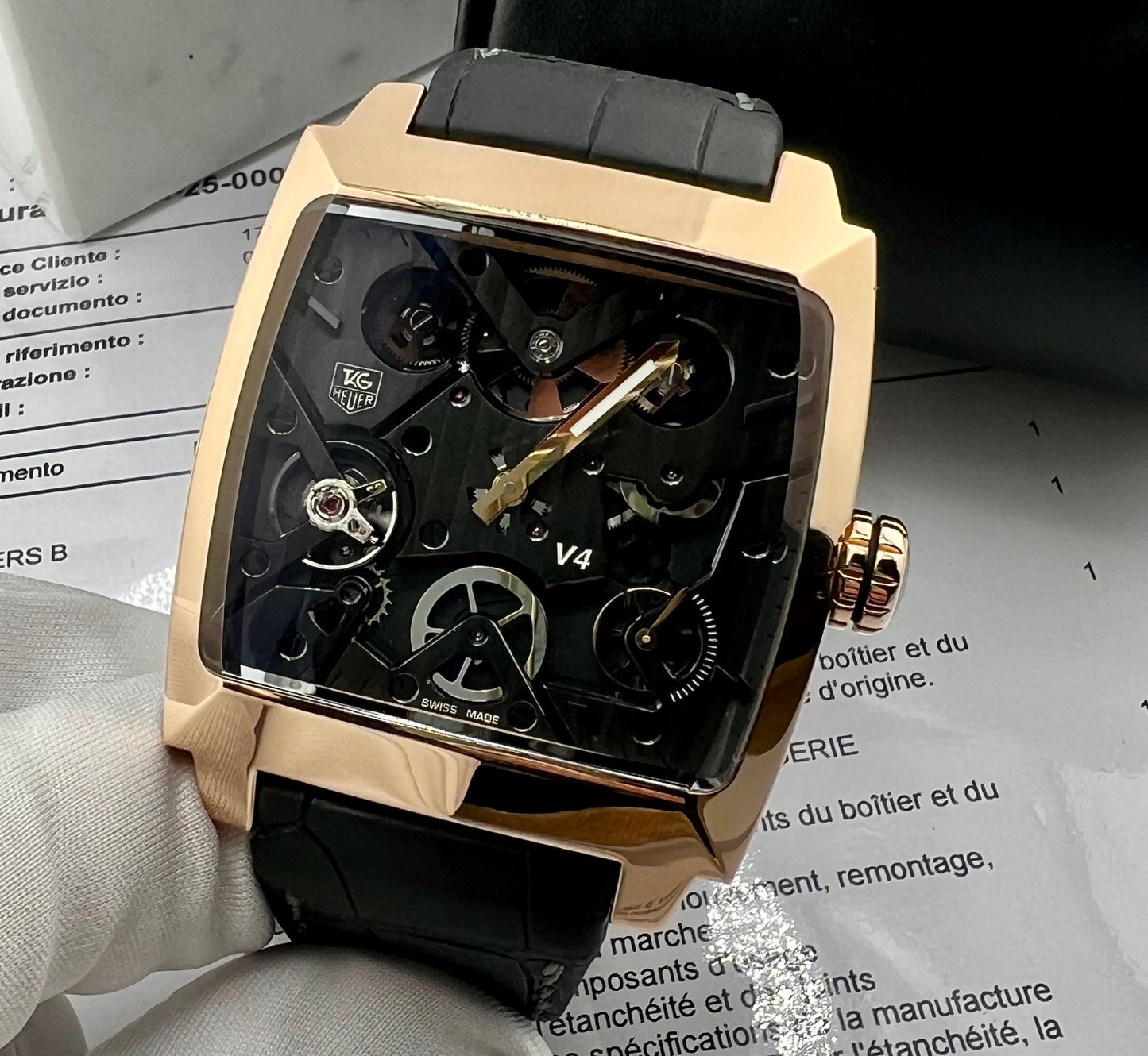 TAG Heuer Monaco V4 Rose Gold Limited edition 60 pcs 2013 (Service Tag 2024)