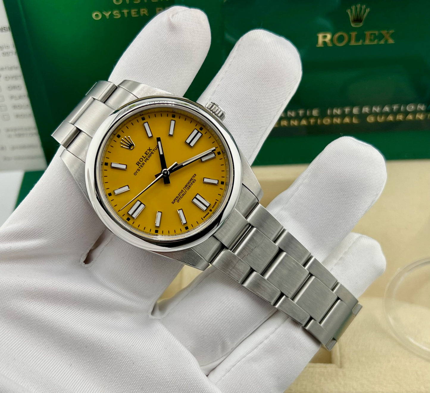 Rolex Oyster Perpetual 41mm 124300 Yellow Dial 2021
