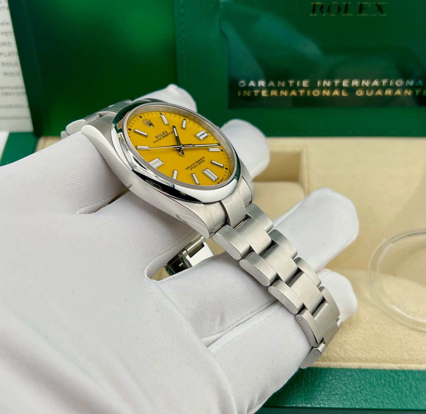 Rolex Oyster Perpetual 41mm 124300 Yellow Dial 2021