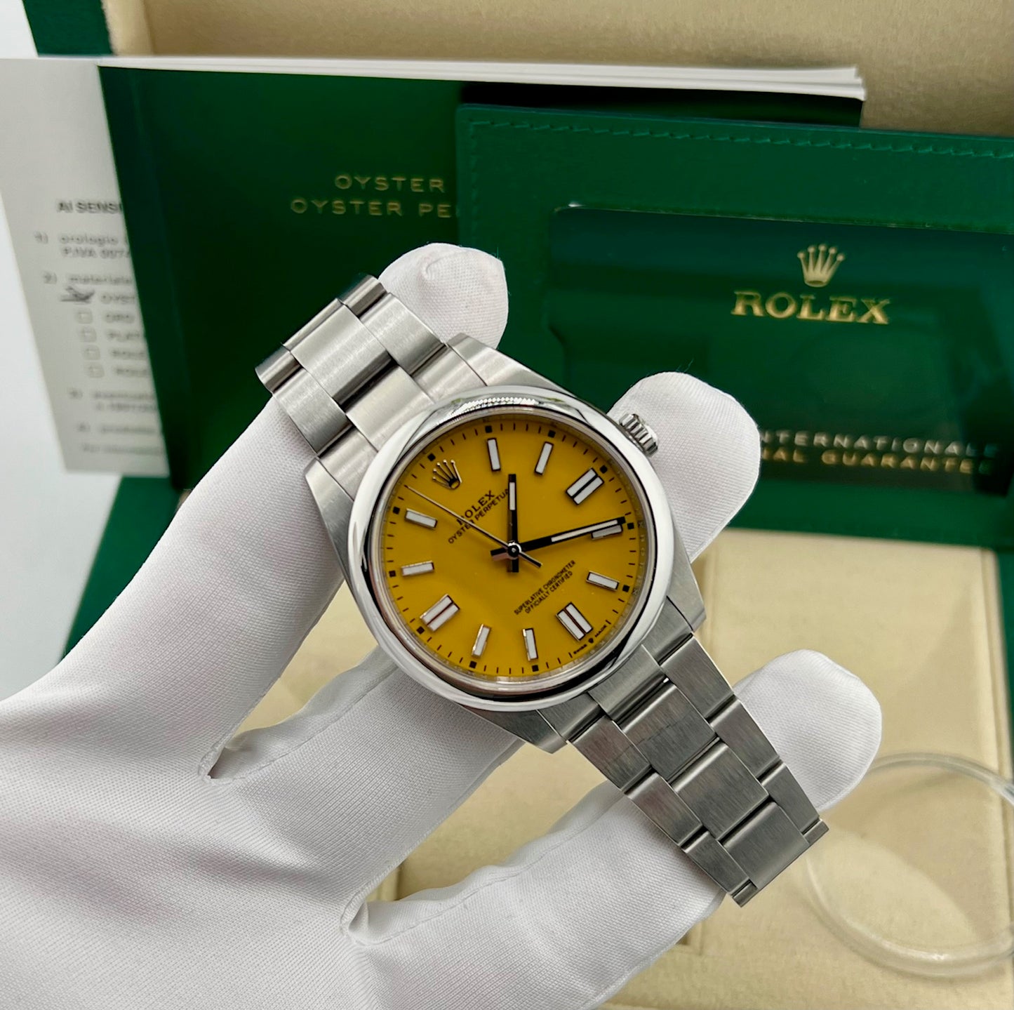 Rolex Oyster Perpetual 41mm 124300 Yellow Dial 2021