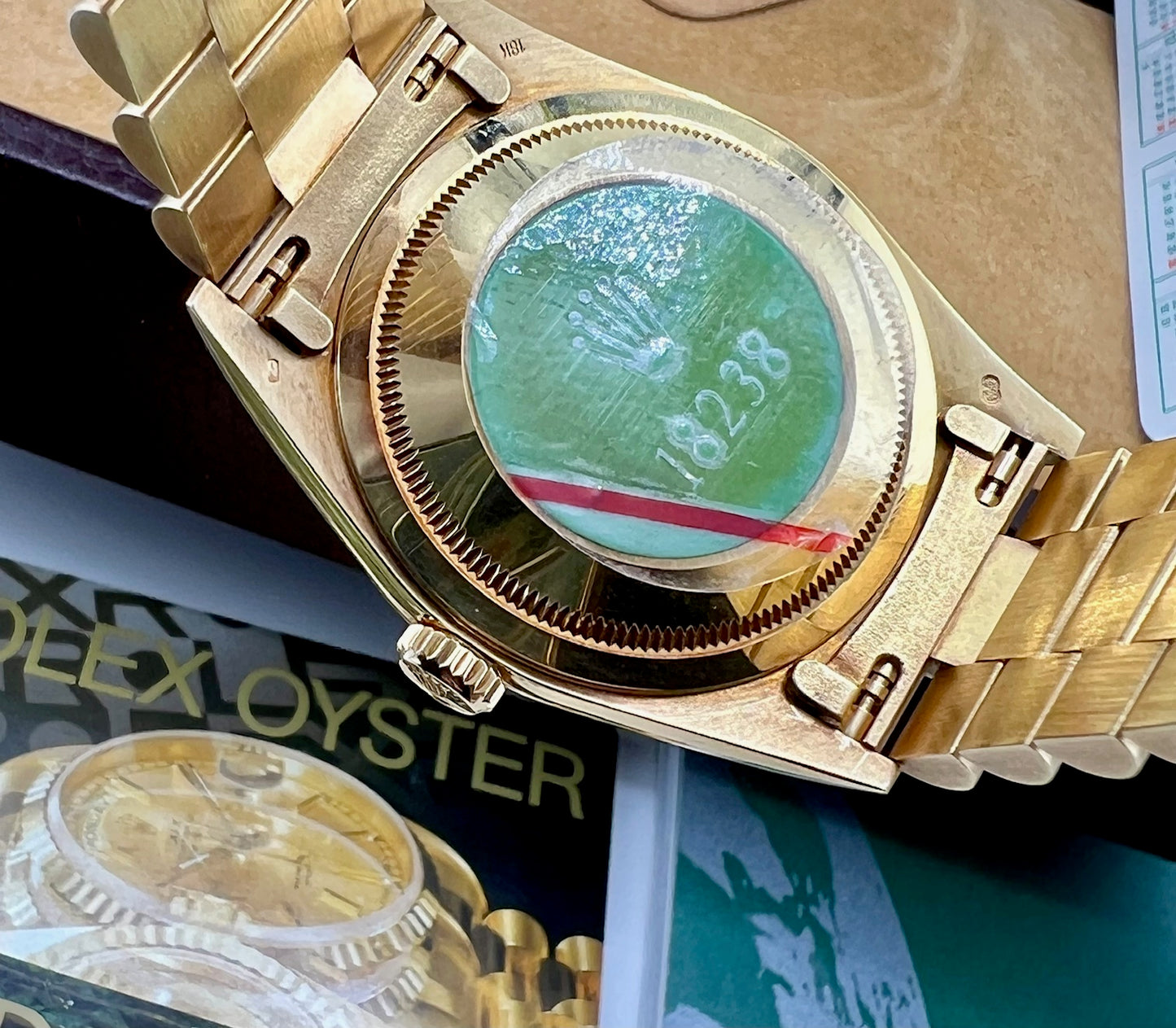 Rolex Day-Date 36mm 18238 ''Pirite'' Dial Diamond Index Full Set 1991