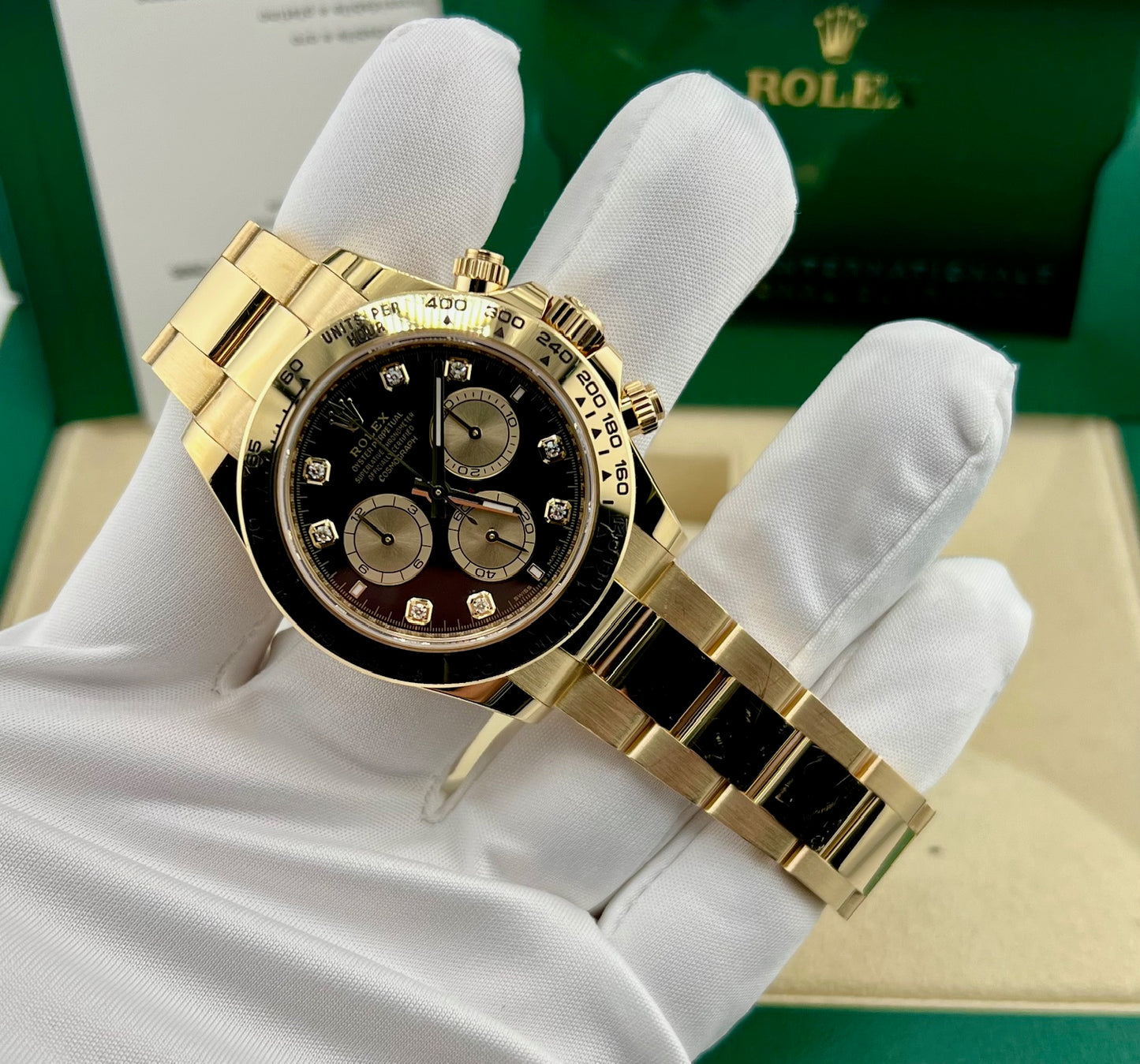 Rolex Cosmograph Daytona Black Dial Diamond Index 2024 full set
