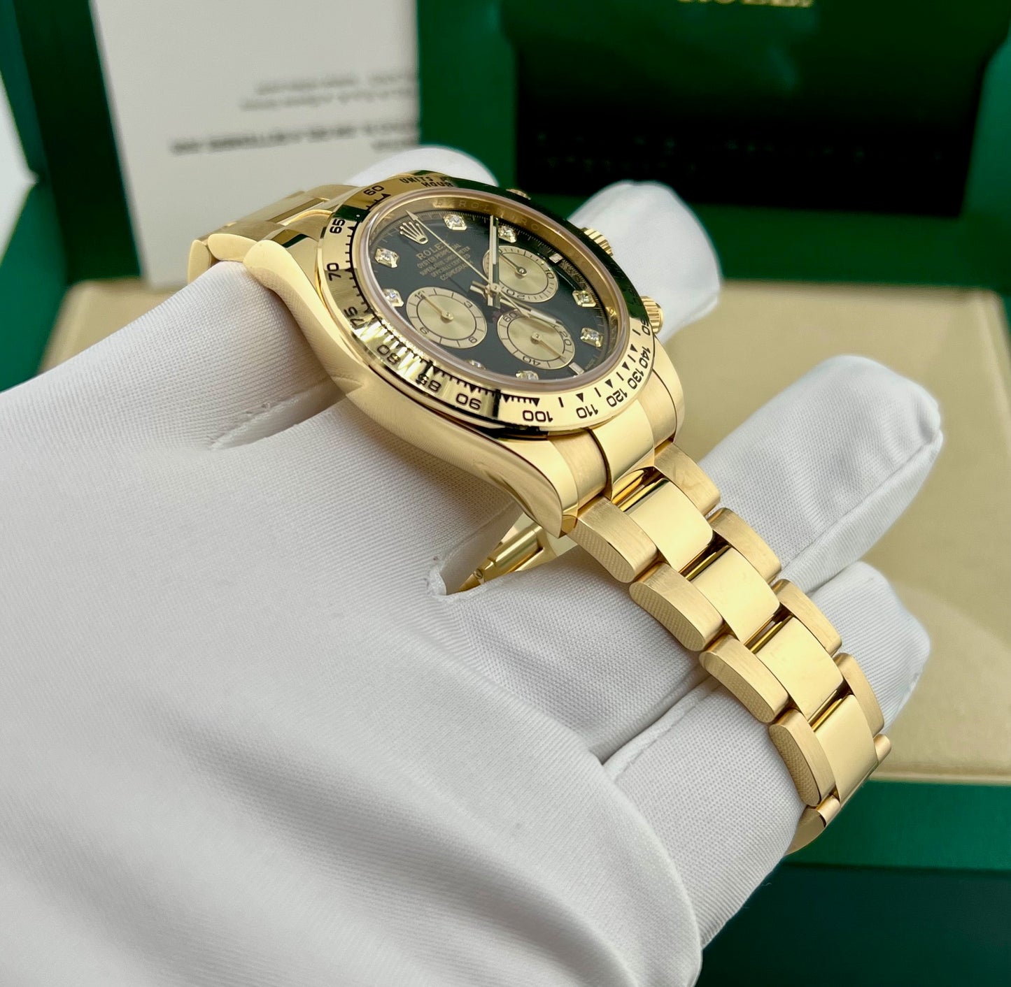 Rolex Cosmograph Daytona Black Dial Diamond Index 2024 full set