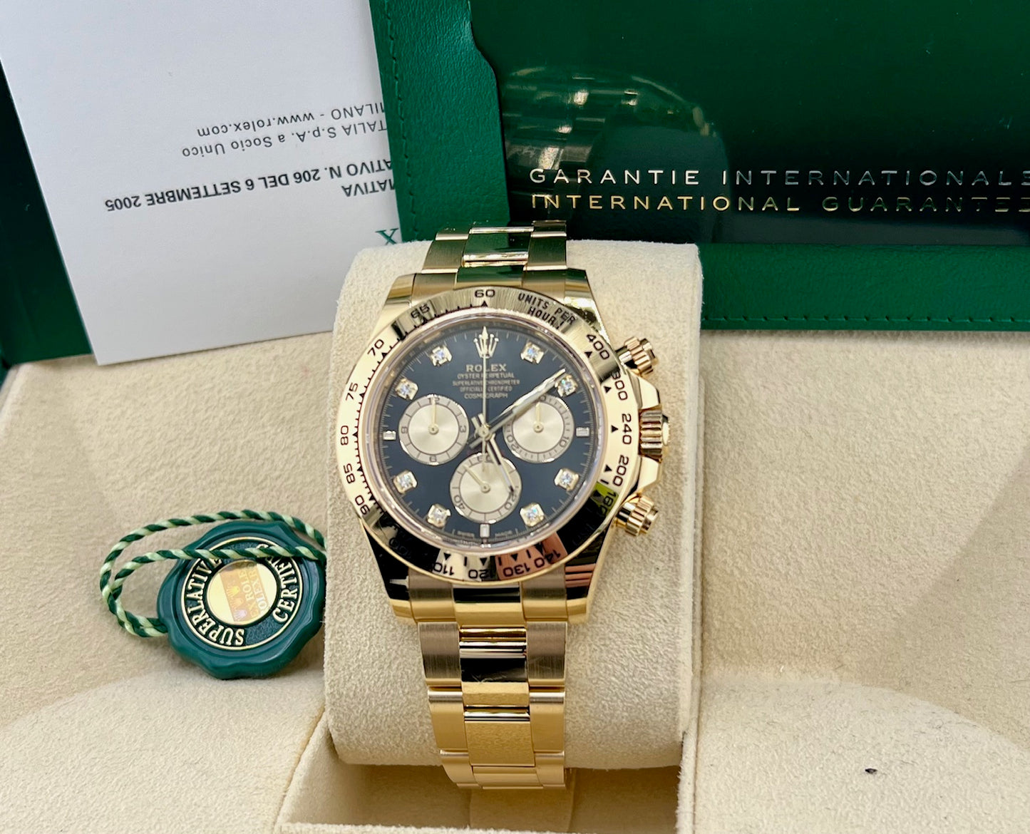 Rolex Cosmograph Daytona Black Dial Diamond Index 2024 full set