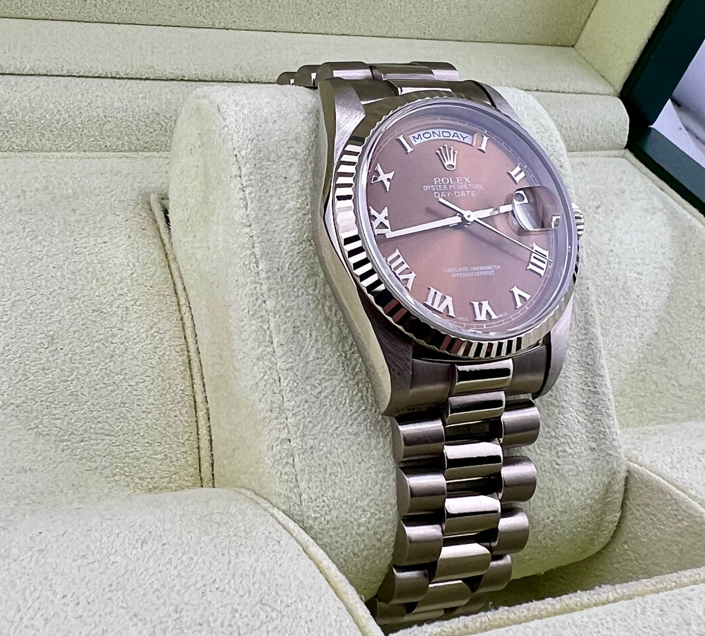 Rolex Day-Date 36mm 18239 White Gold Bronze Dial 1998