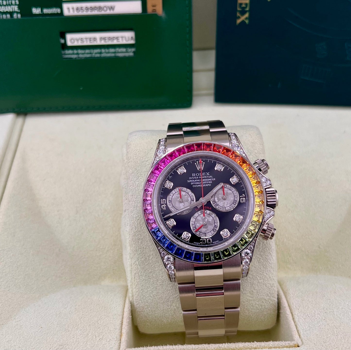Rolex Daytona Rainbow 116599RBOW 2012 White Gold Like New (Portogallo) full set