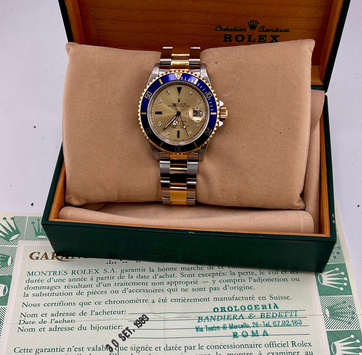 Rolex Submariner Date 16613 Sultan Dial top condition 1989 full set