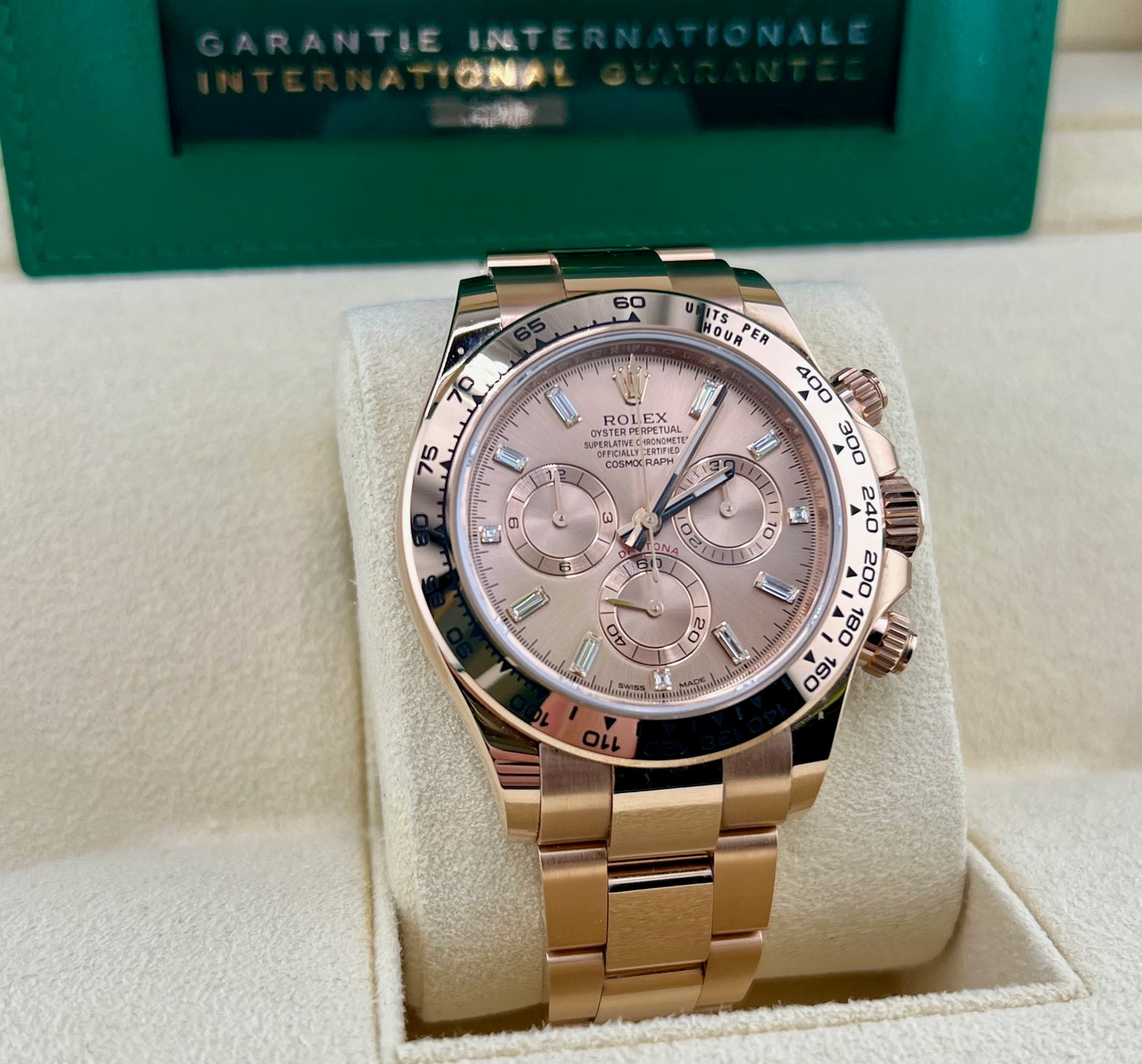 Rolex Daytona 116505 Everose Baguette index 2021 Full Set