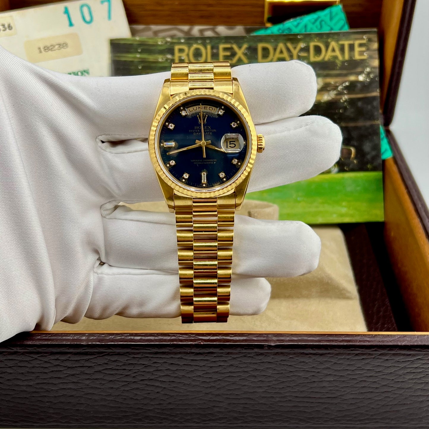 Rolex Day-Date 36mm 18238 Purple Dial diamond index 1994 Full Set ITA