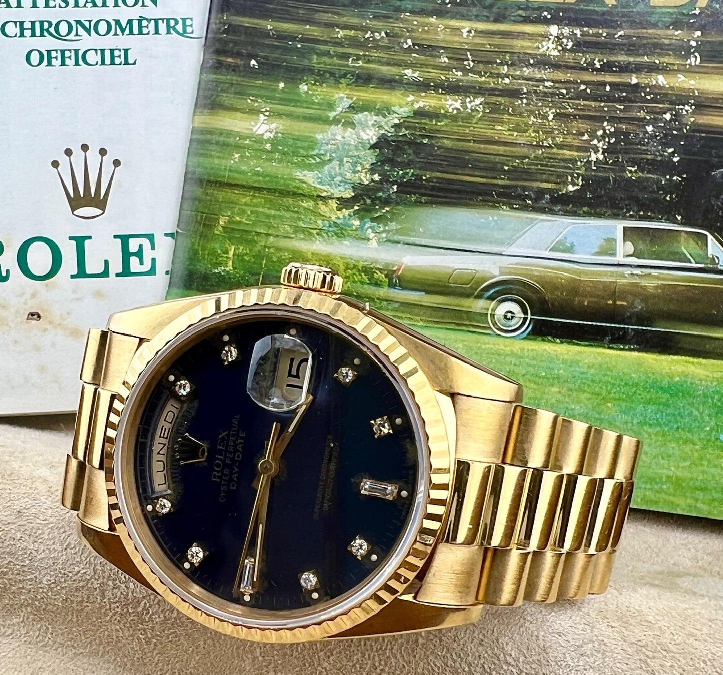 Rolex Day-Date 36mm 18238 Purple Dial diamond index 1994 Full Set ITA