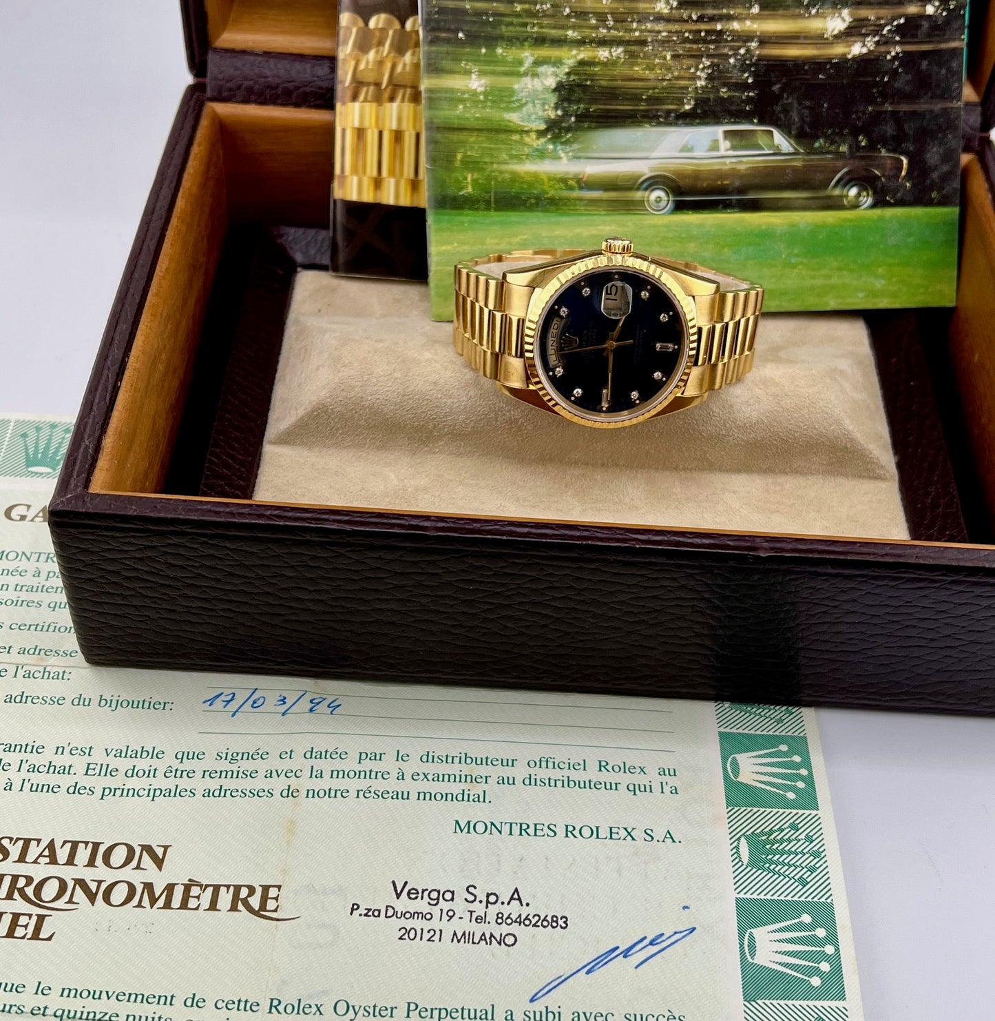 Rolex Day-Date 36mm 18238 Purple Dial diamond index 1994 Full Set ITA