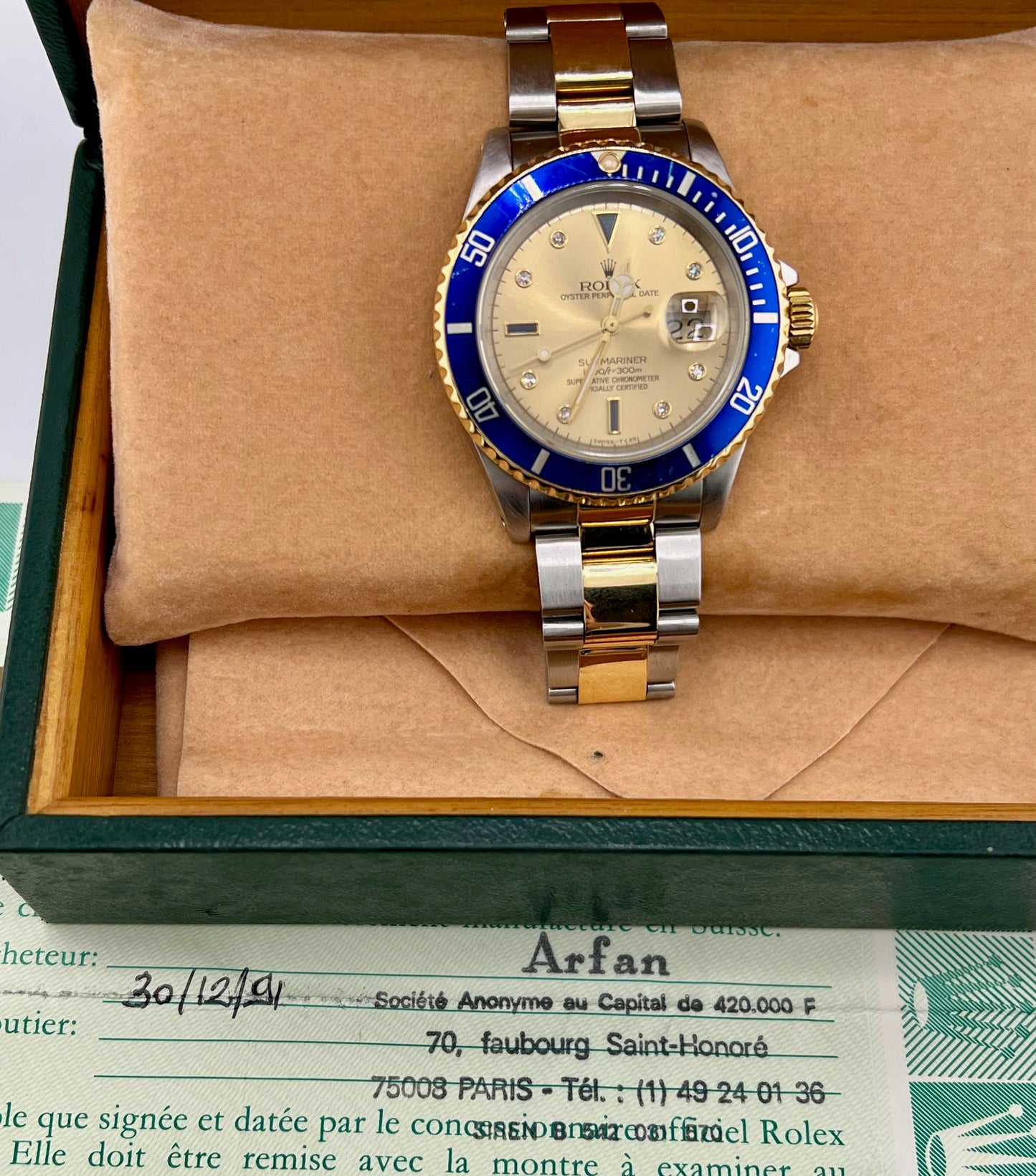 Rolex Submariner Date 16613 Sultan Dial 1991 Box&Paper
