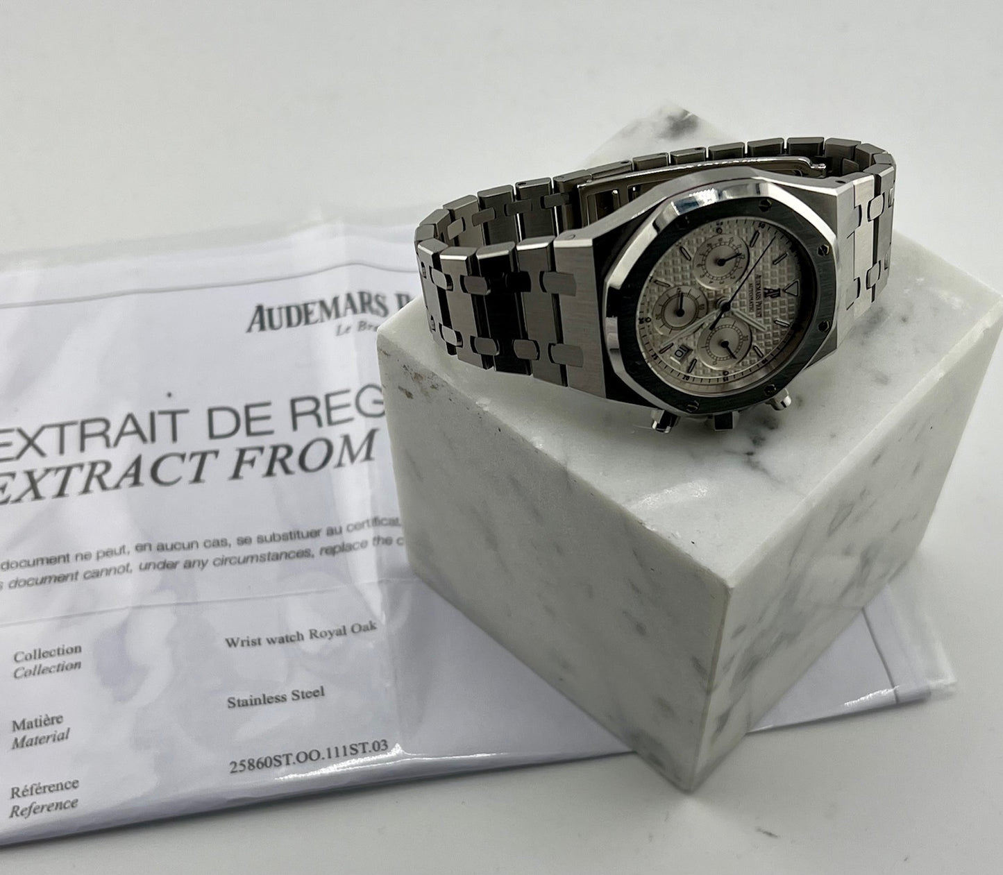 Audemars Piguet Royal Oak Chronograph 25860ST White Dial 2000 Extrait d'archive