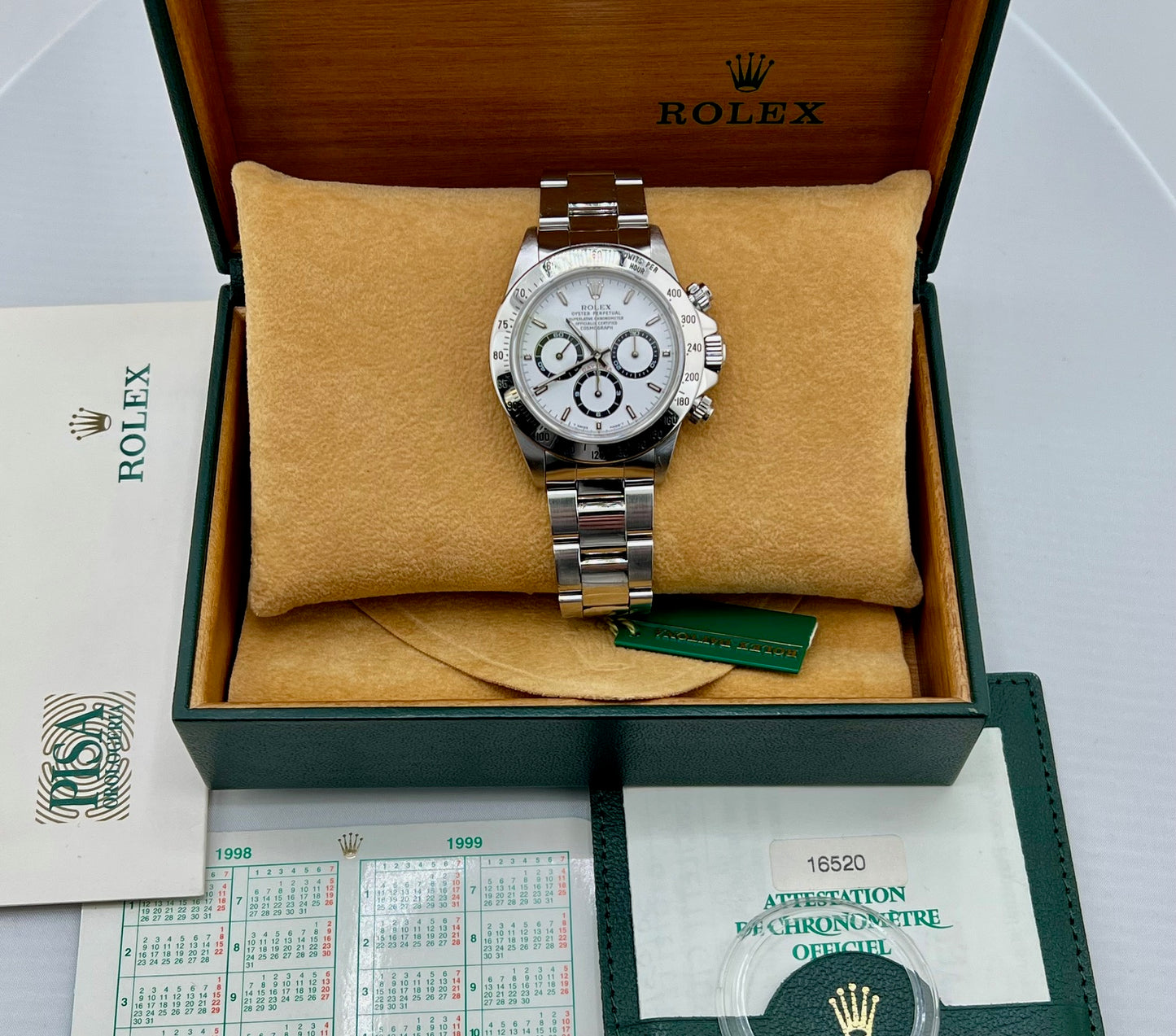 Rolex Daytona 16520 Zenith White Dial Full Set 1998 Ita