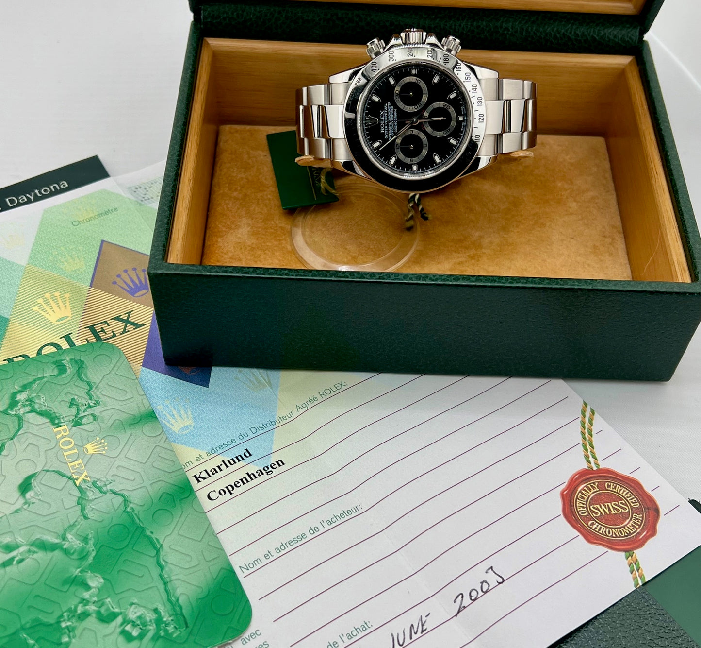 Rolex Daytona 116520 Black Dial 2003 Full Set Never Polished
