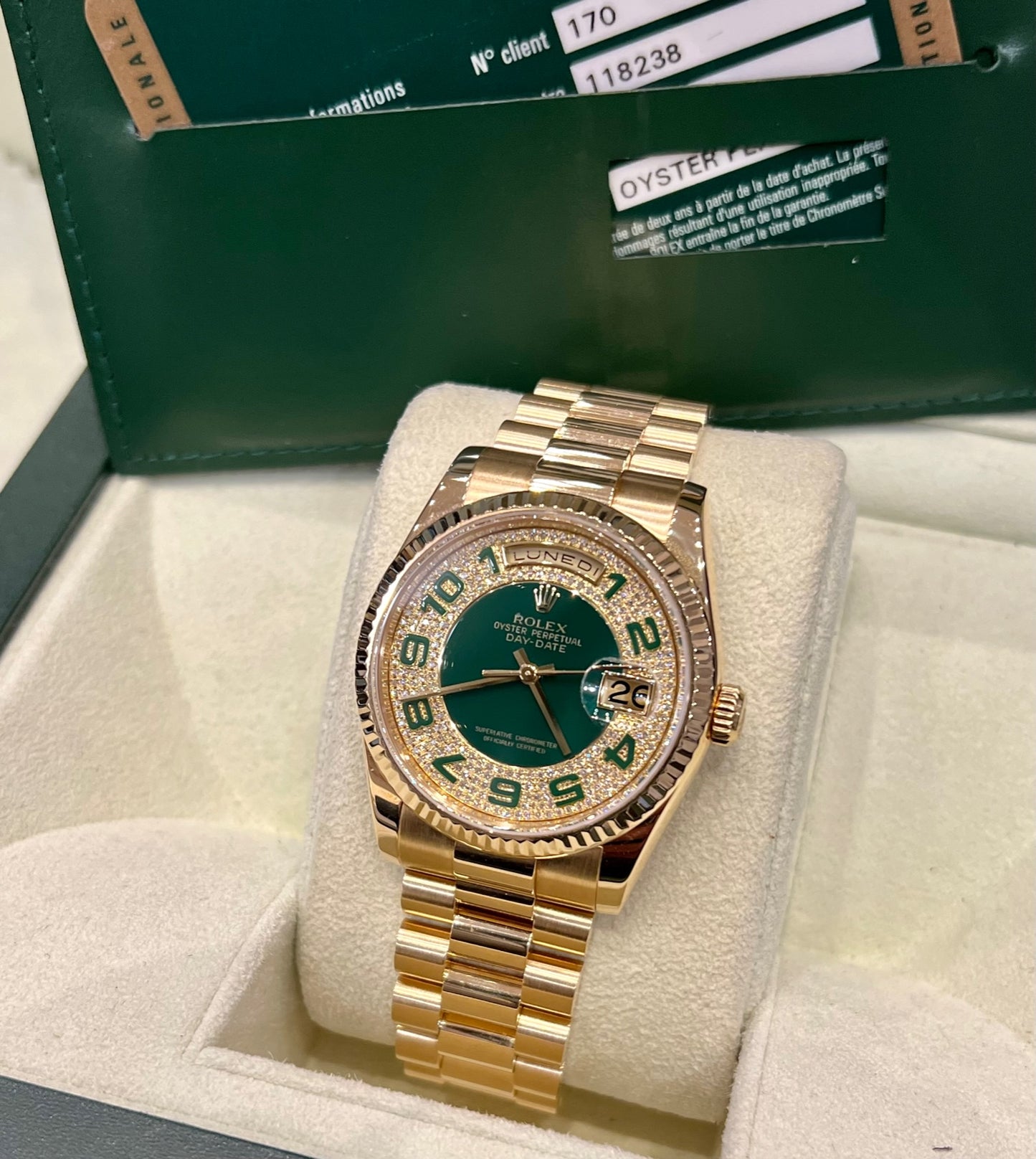 Rolex Day-Date "President" Emerald Dial 36mm 2007 Full Set + Service 2022
