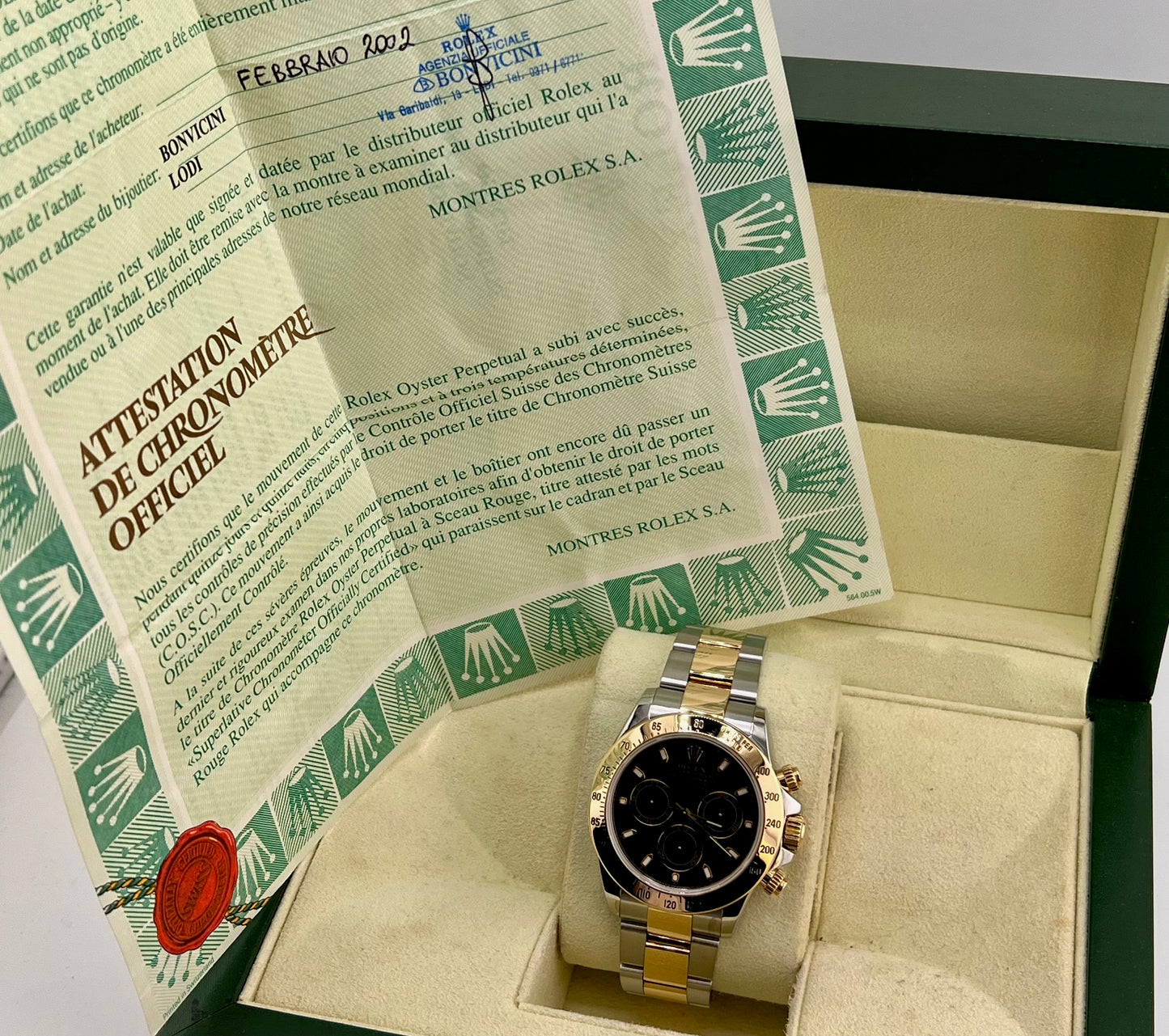 Rolex Daytona 116523 Black Dial 2002 Paper ITA No Box Rolex