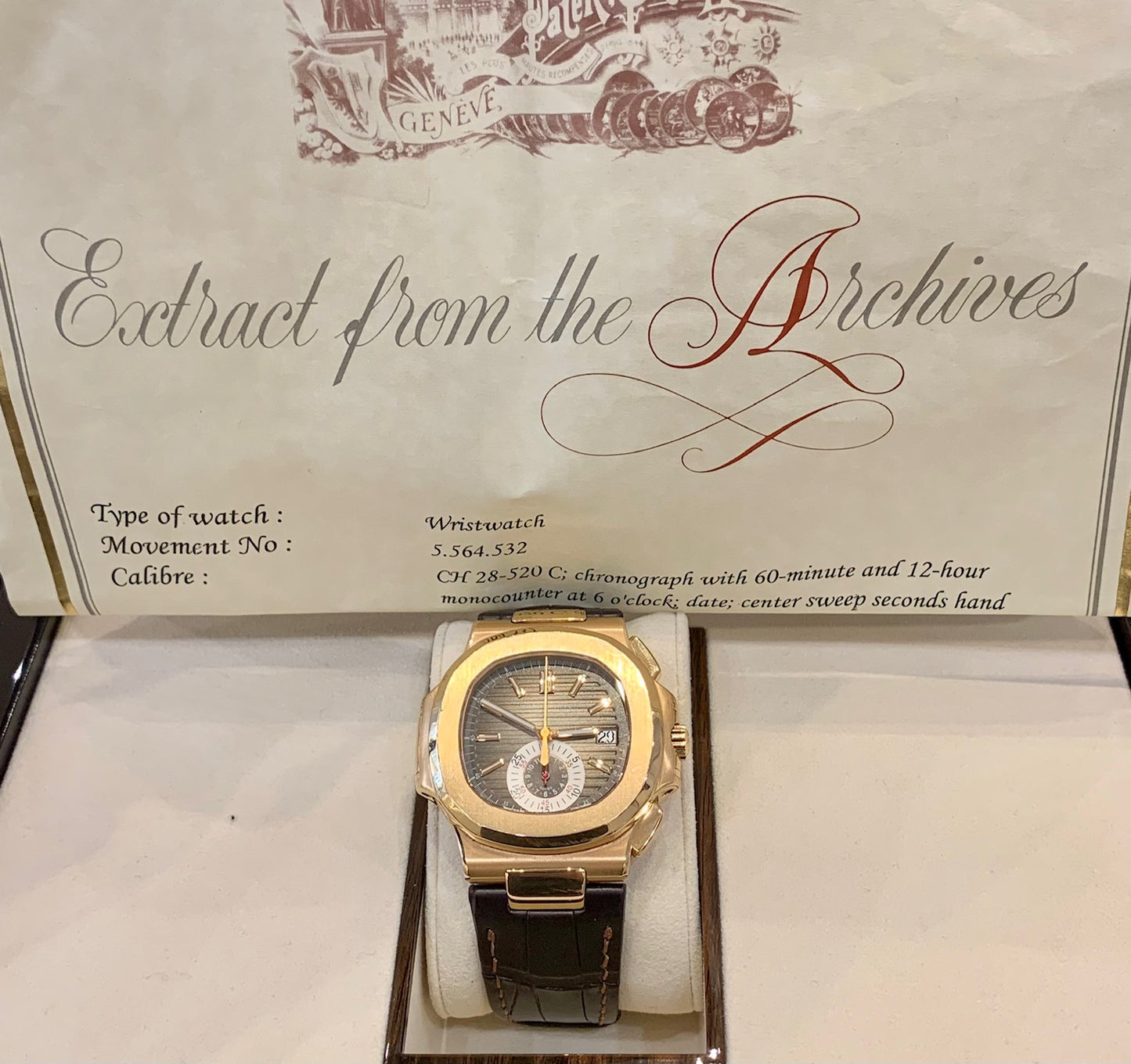 Patek Philippe Nautilus 5980/1R-001 Chocolate 2011 Extrait d'archive