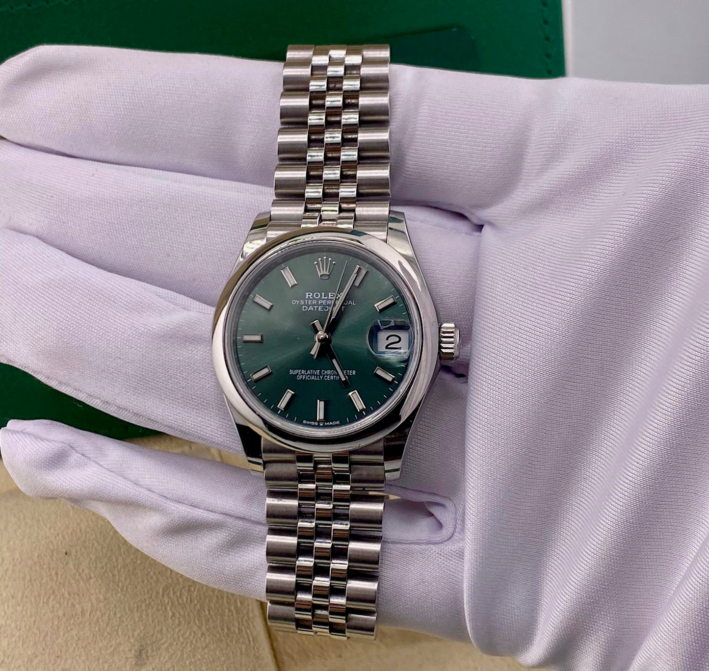 Rolex Datejust 31mm 278240 Green Dial Jubilèe 2021 full set