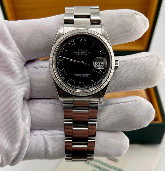 Rolex Datejust 36mm 16220 Black Dial Oyster 2000 Paper Rolex (CH)