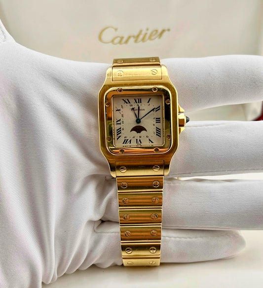 Cartier Santos 819901 Yellow Gold Quartz No Paper 29mm Moonphase