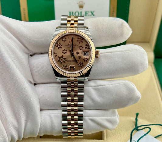 Rolex Datejust 31mm 178271 Pink Dial Flowers 2018 Full Set jubilèe