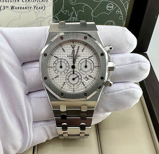Audemars Piguet Royal Oak Chronograph 26300ST White Dial 2011 Full Set