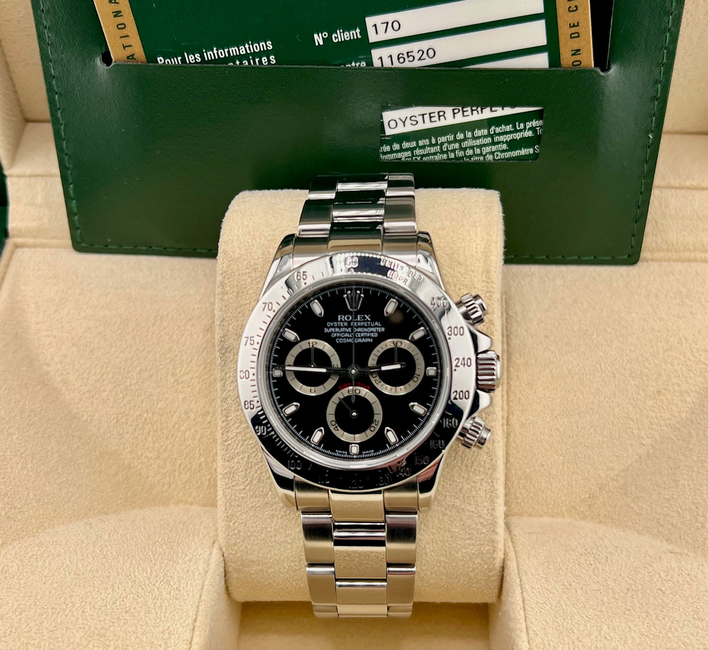 Rolex Daytona 116520 Black Dial RRR Card 2008 Ita full set