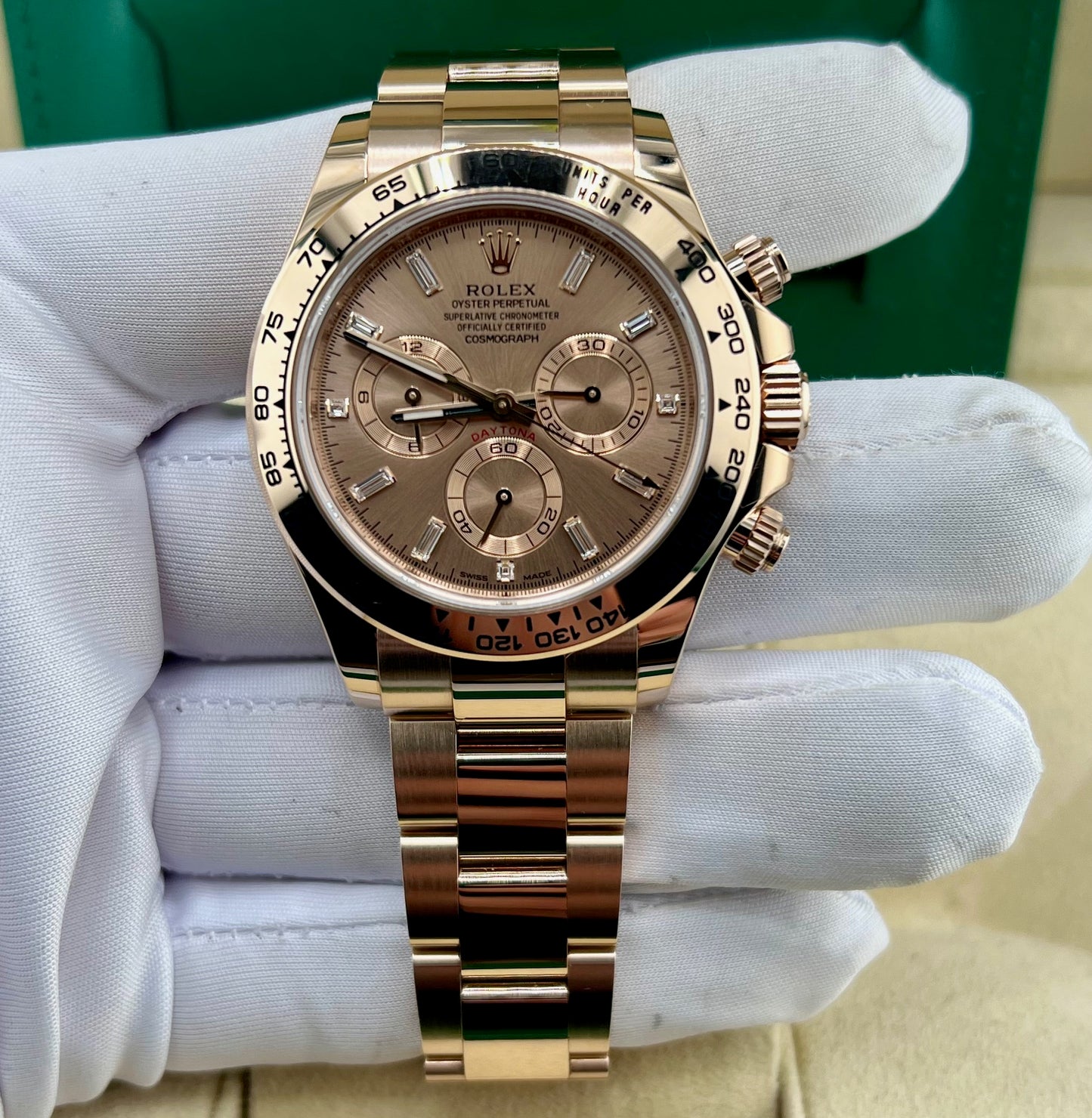 Rolex Daytona 116505 Everose Baguette index 2021 Full Set