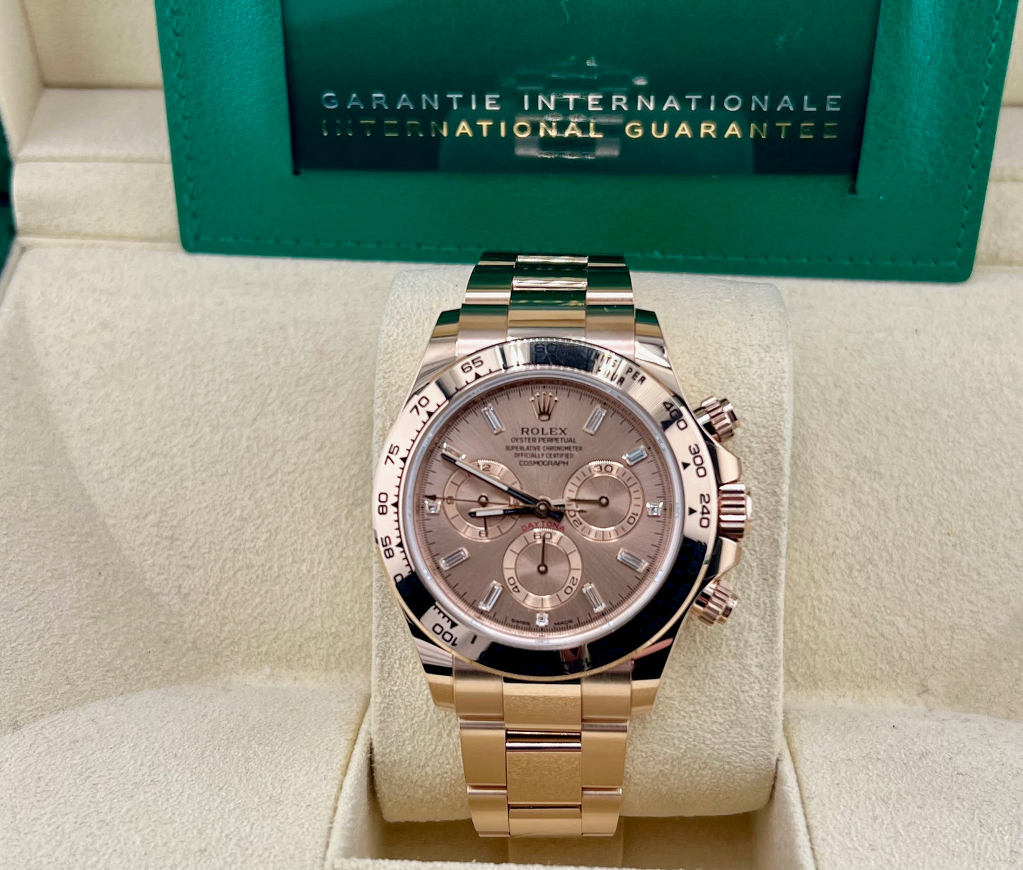 Rolex Daytona 116505 Everose Baguette index 2021 Full Set