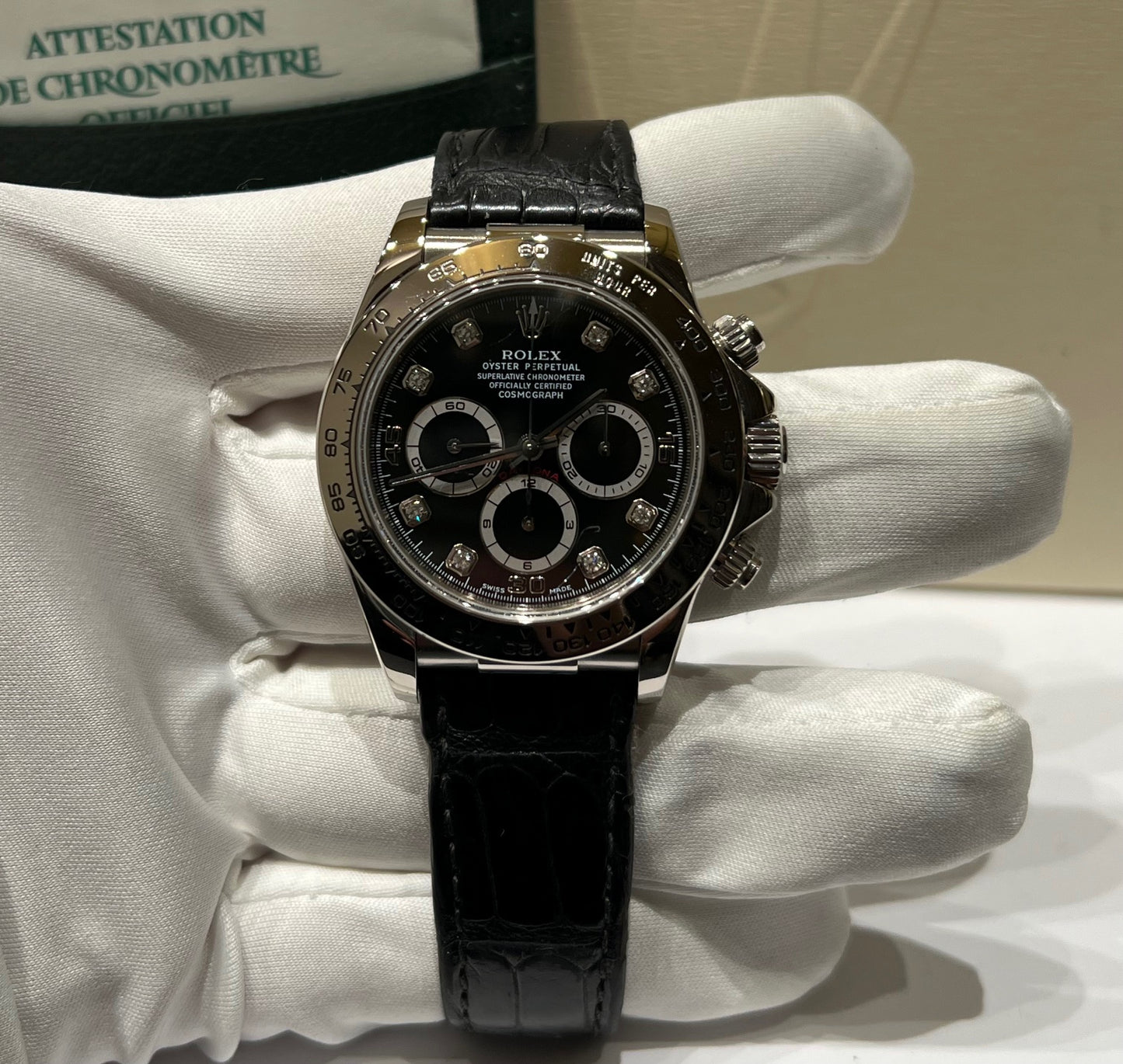 Rolex Daytona 16519 Zenith Ser. A Full Set Black Dial Diamond Index