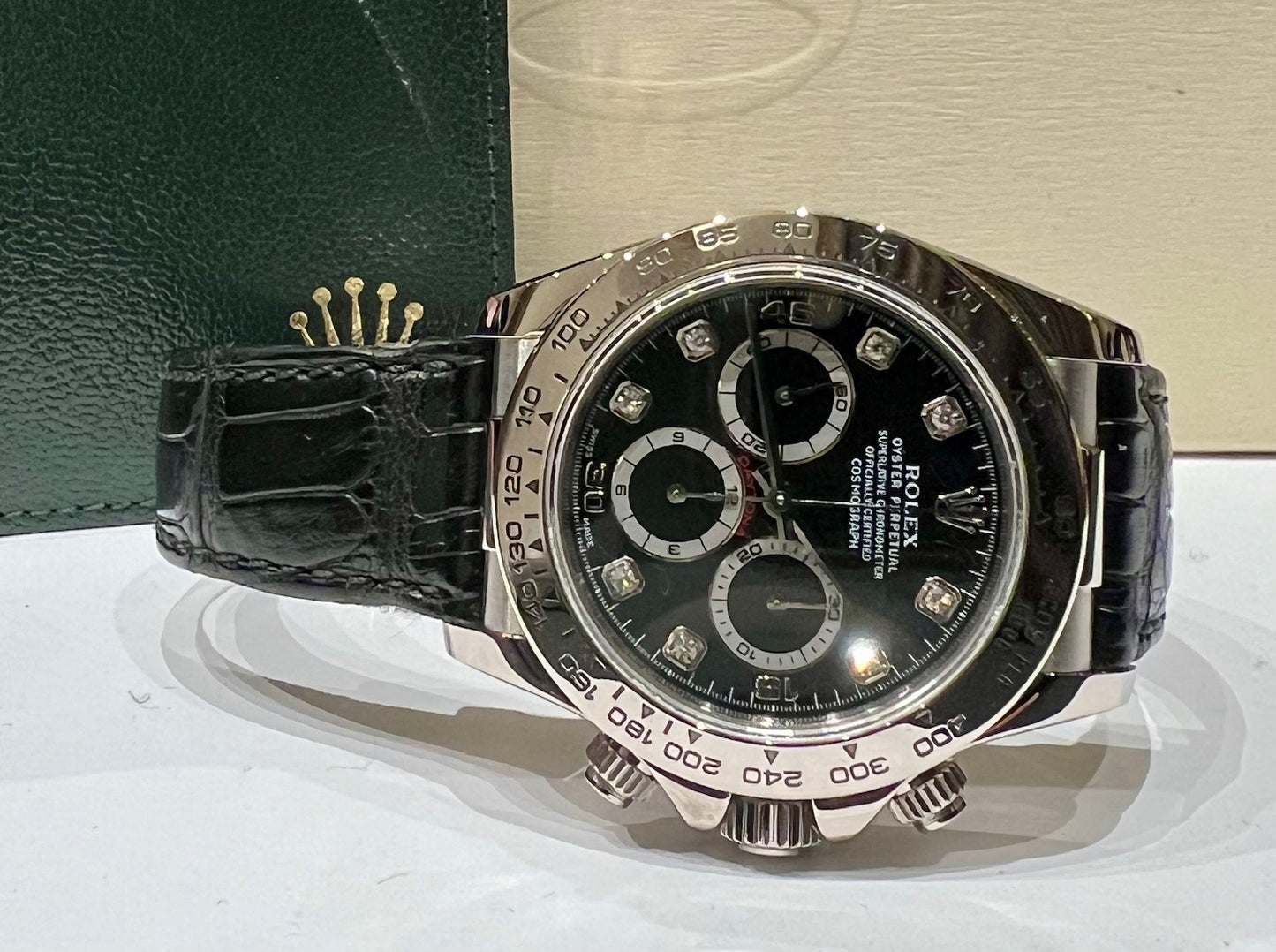 Rolex Daytona 16519 Zenith Ser. A Full Set Black Dial Diamond Index